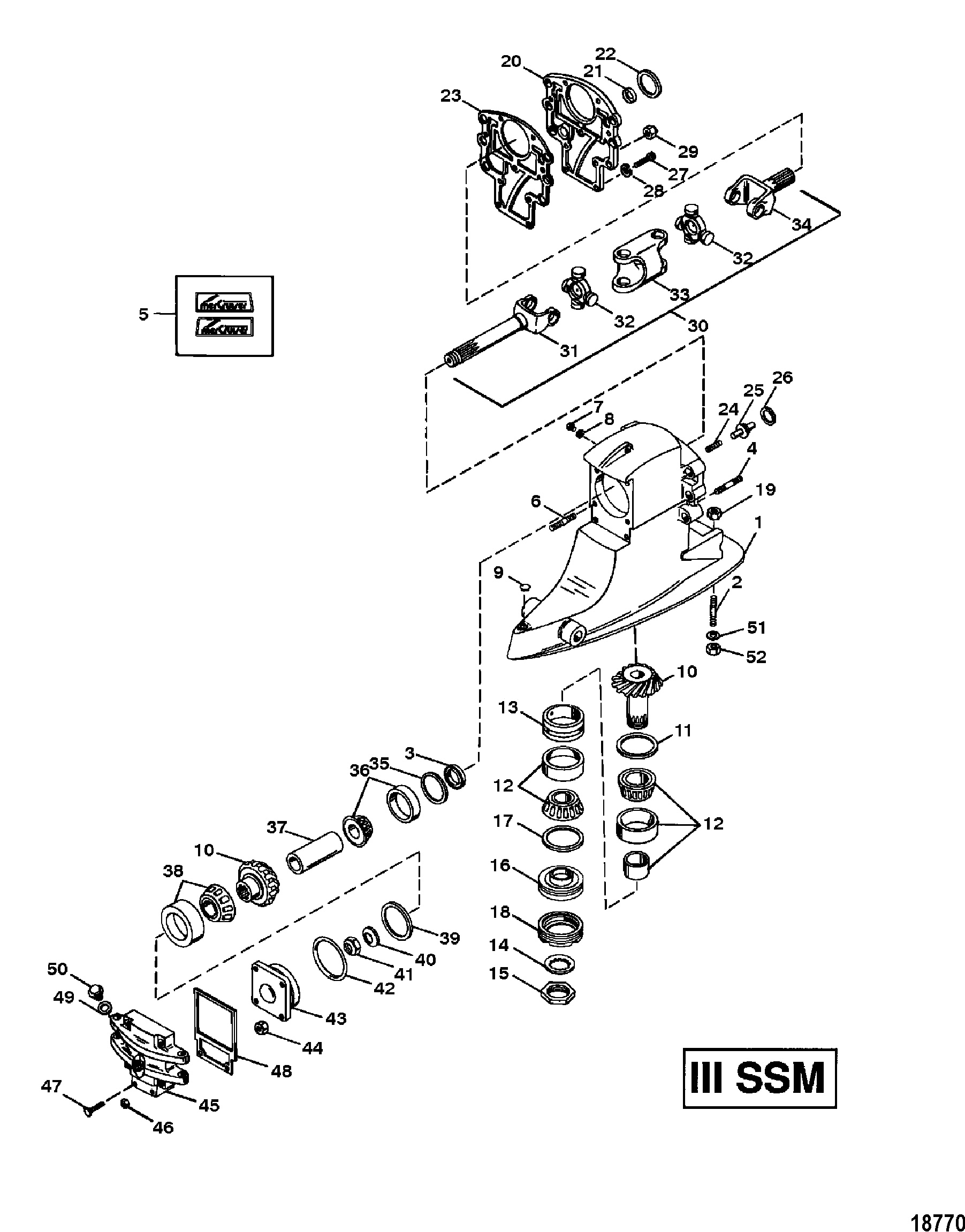 DRIVESHAFT HOUSING AND GEAR ASSEMBLY(III SSM)