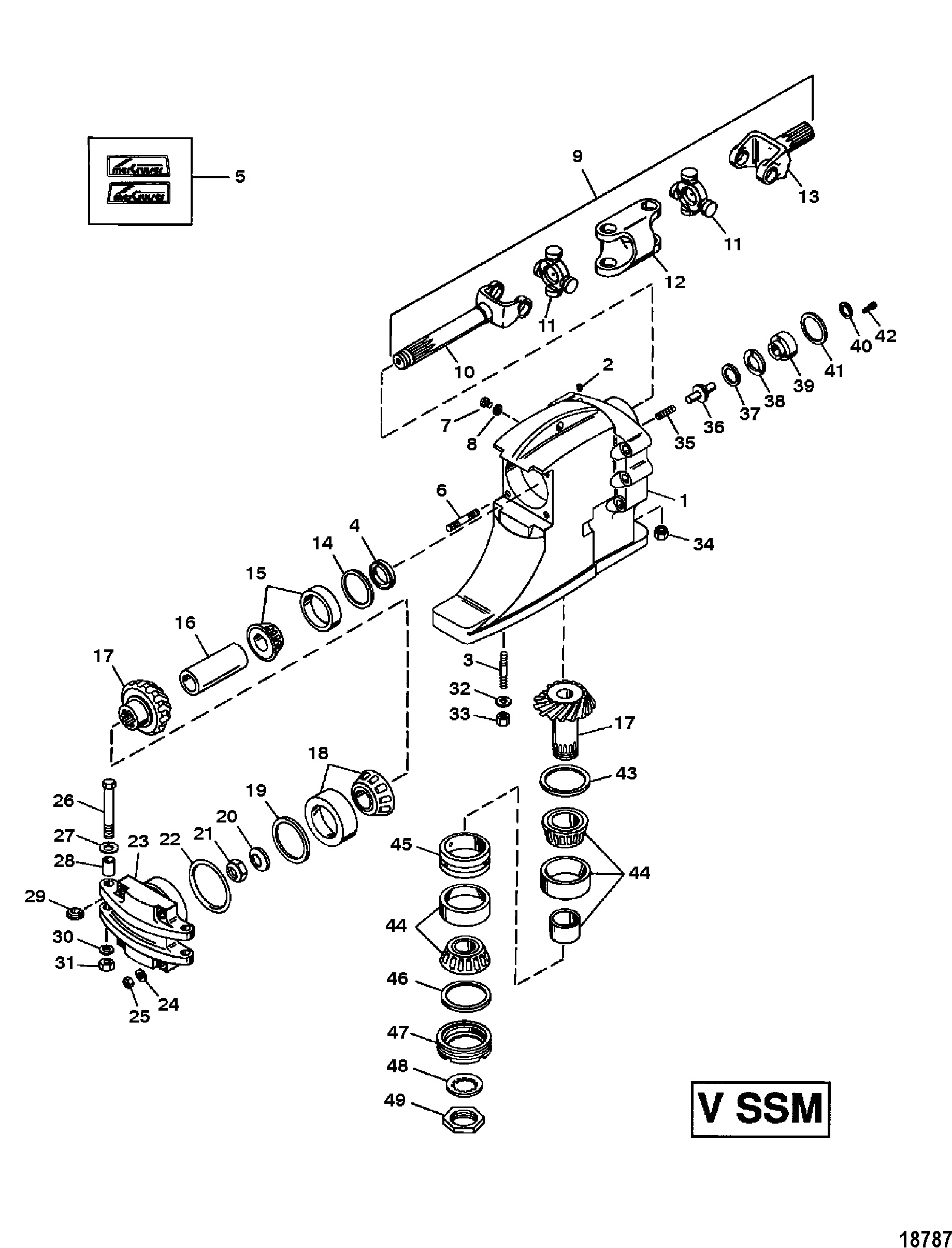 DRIVESHAFT HOUSING AND GEAR ASSY(V SSM)