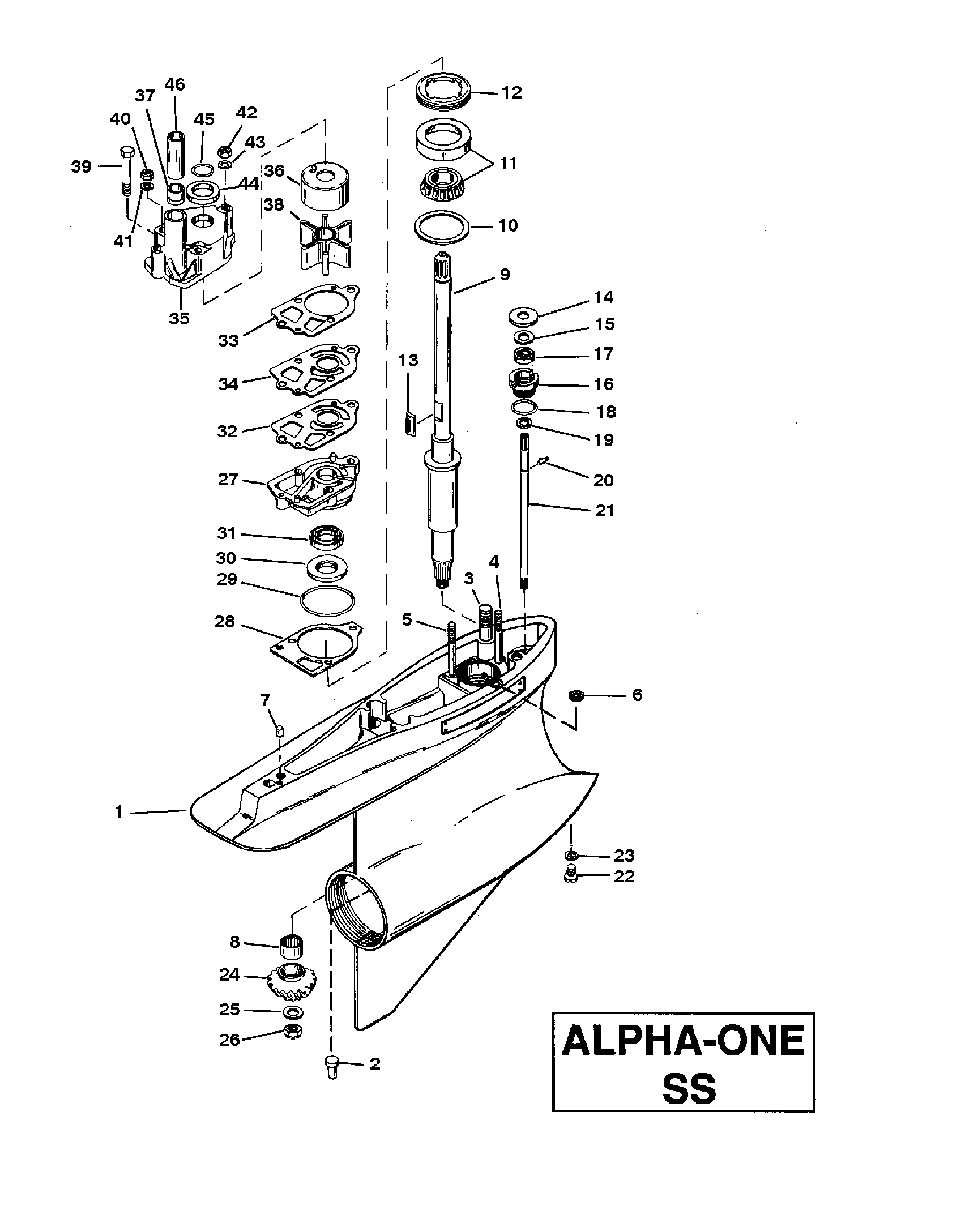 GEAR HOUSING ASSY(DRIVESHAFT) (ALPHA ONE-SS)