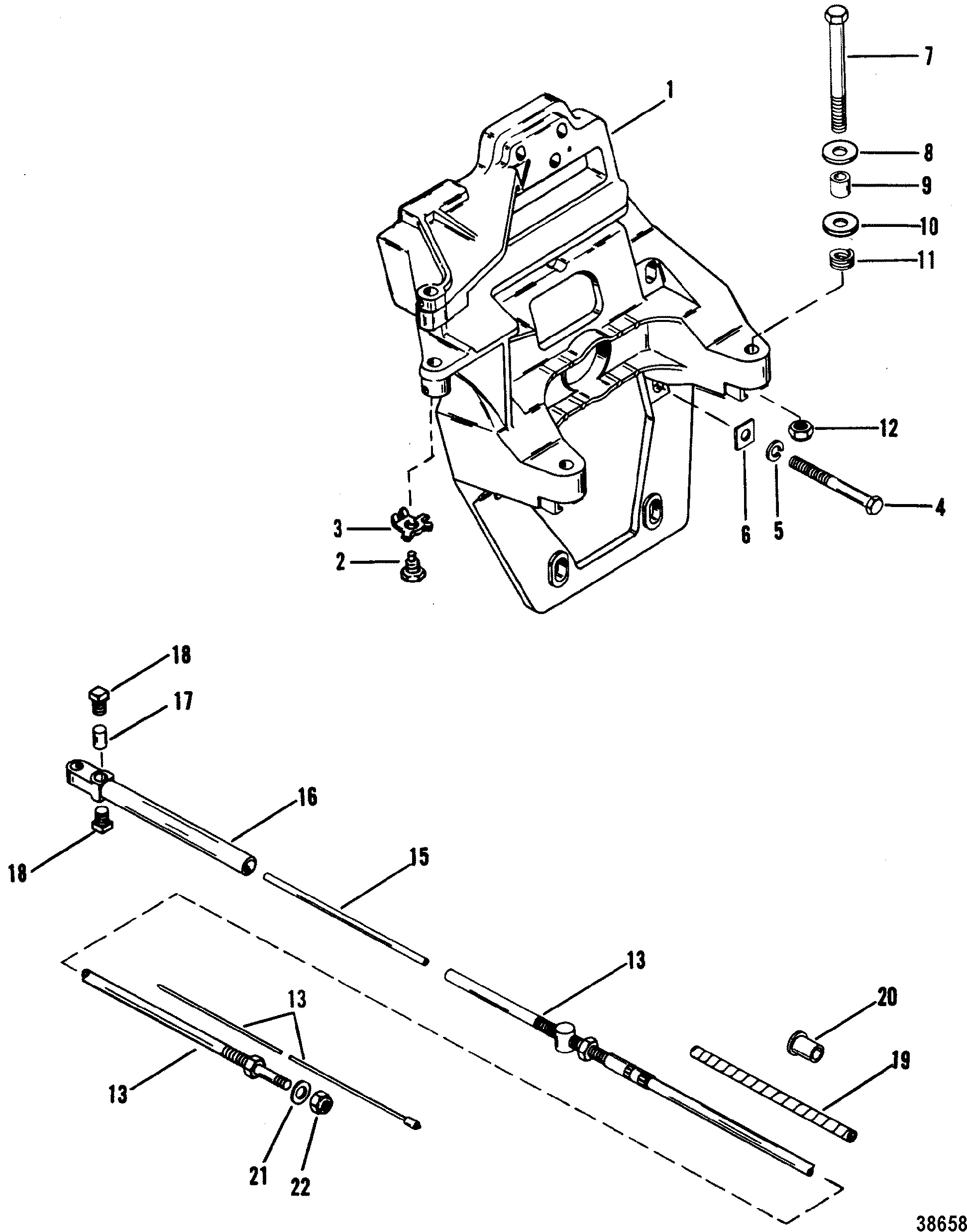 TRANSOM PLATE AND SHIFT CABLE