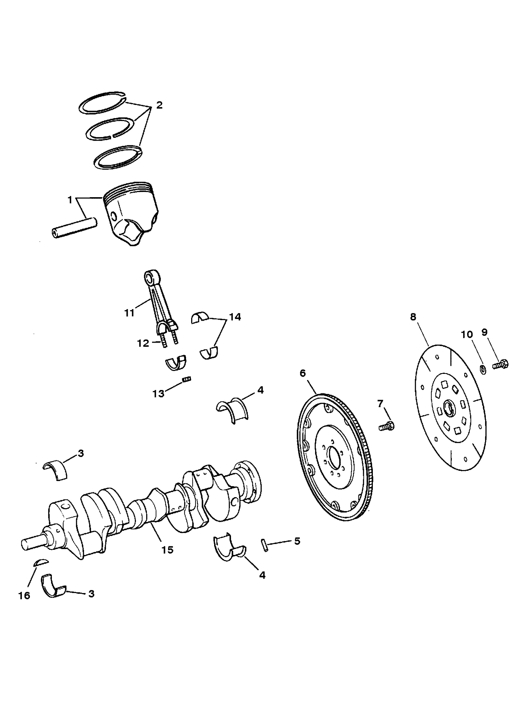 CRANKSHAFT, PISTONS AND CONN. RODS