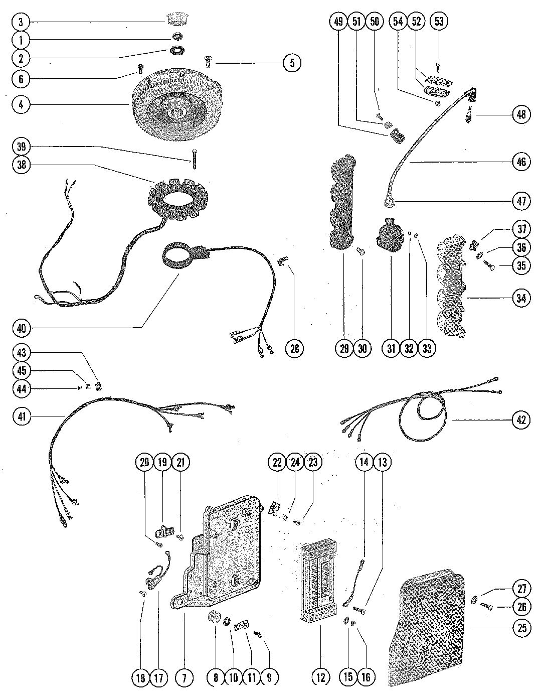 FLYWHEEL, STATOR AND IGNITION COIL