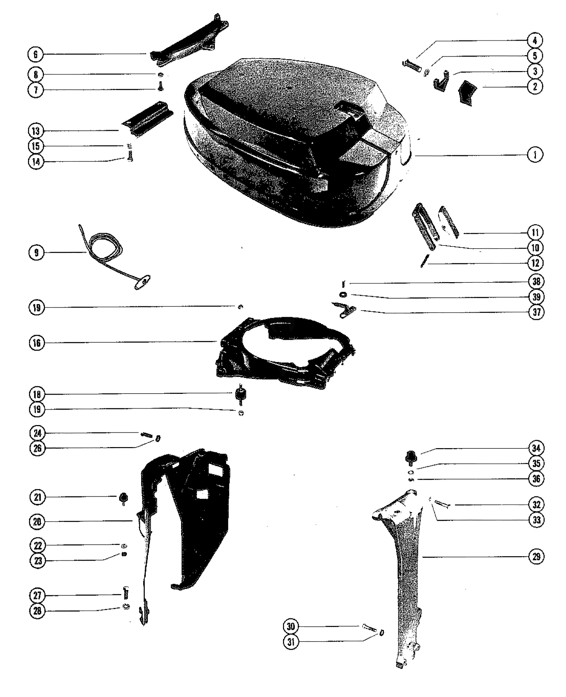 TOP COWL AND SUPPORT BRACKETS