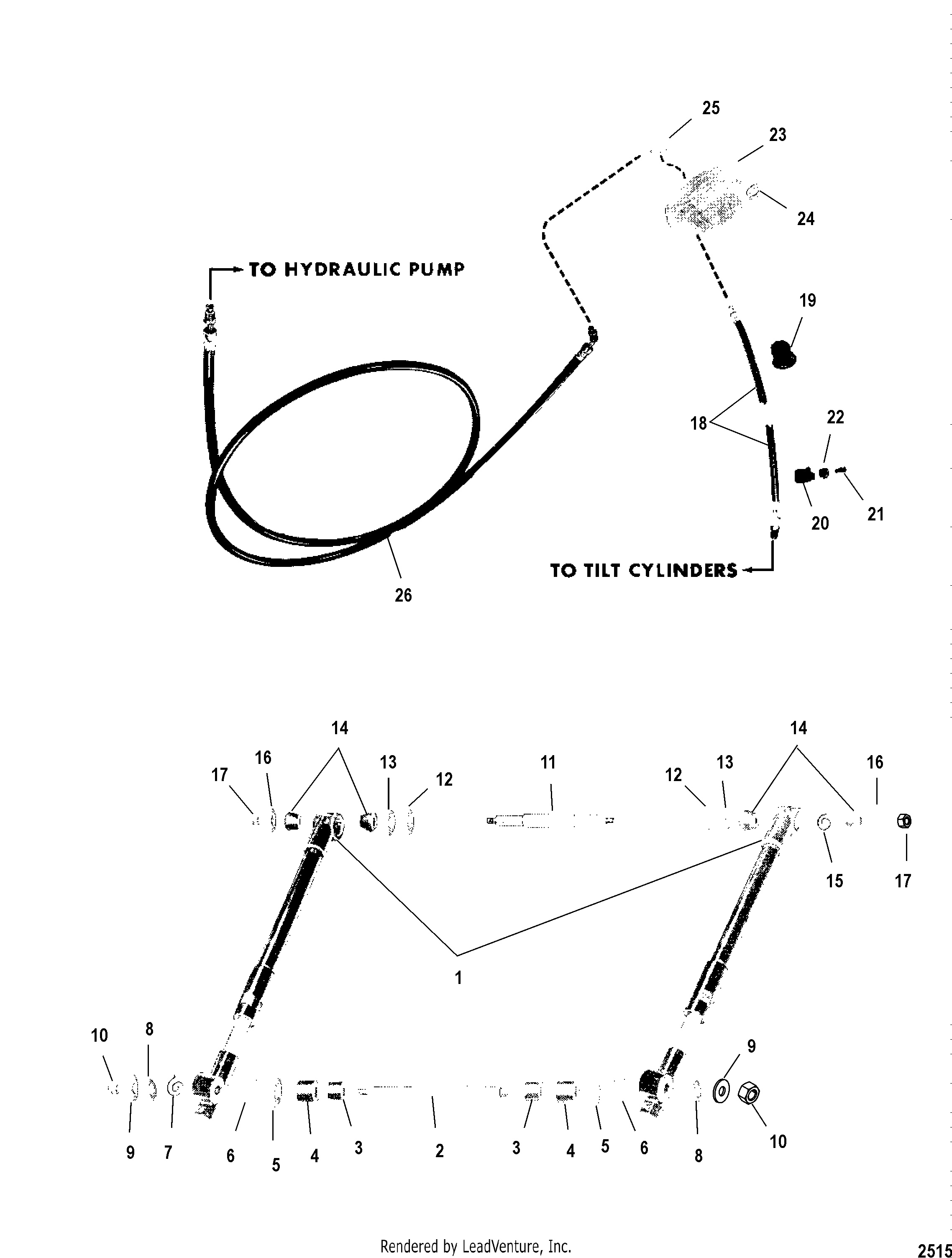 TILT CYLINDERS AND HYDRAULIC HOSES