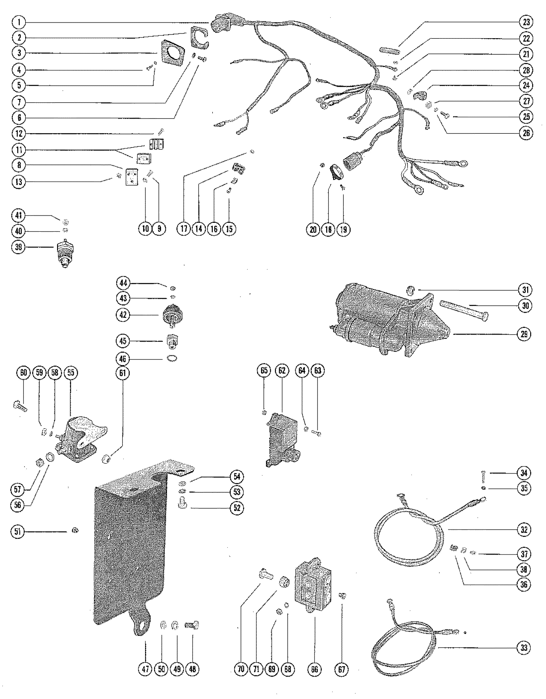 WIRING HARNESS, STARTER MOTOR, VOLTAGE REGULATOR AND RECTIFI