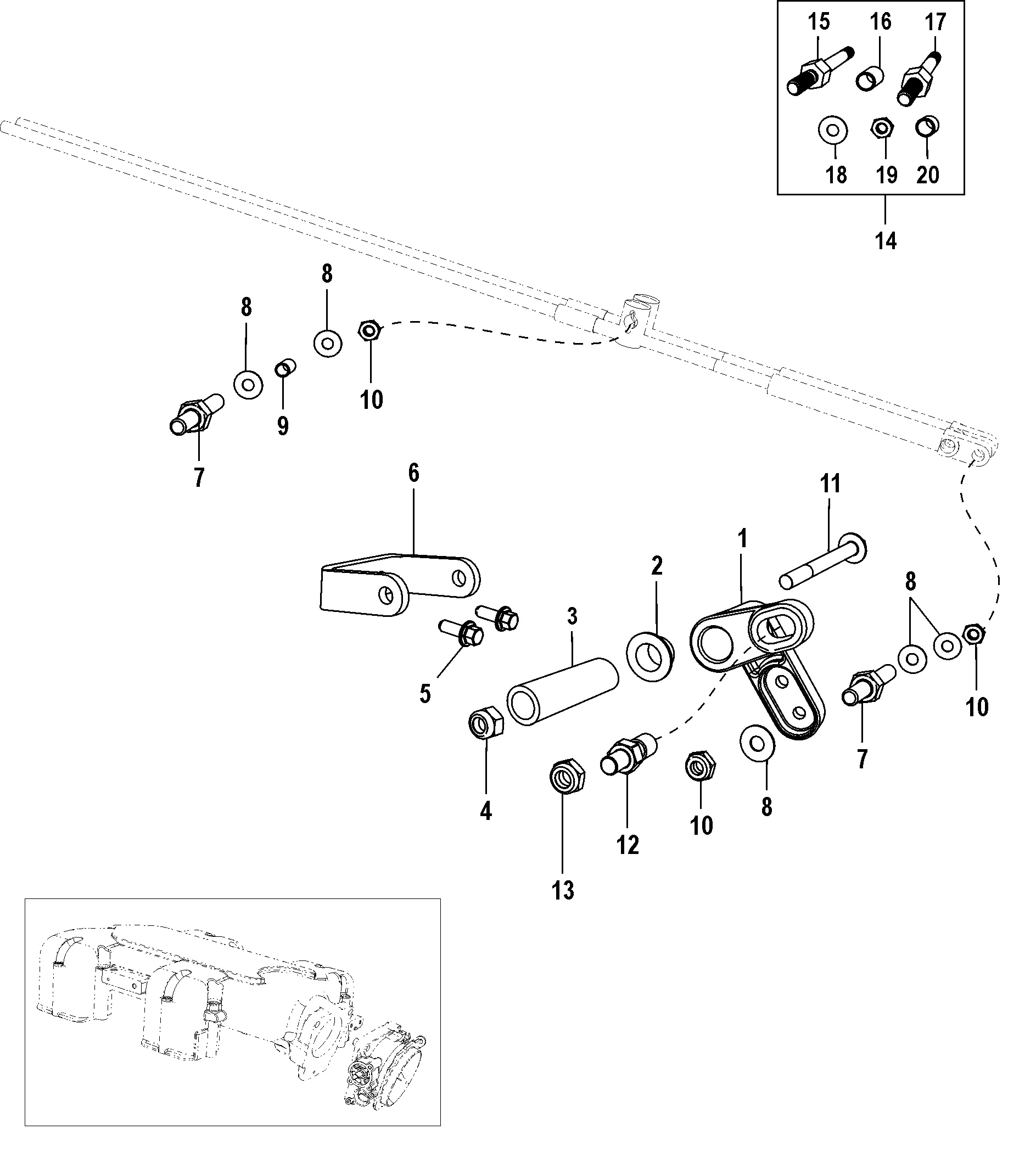 Throttle Lever Assembly, Mechanical Throttle-Shift
