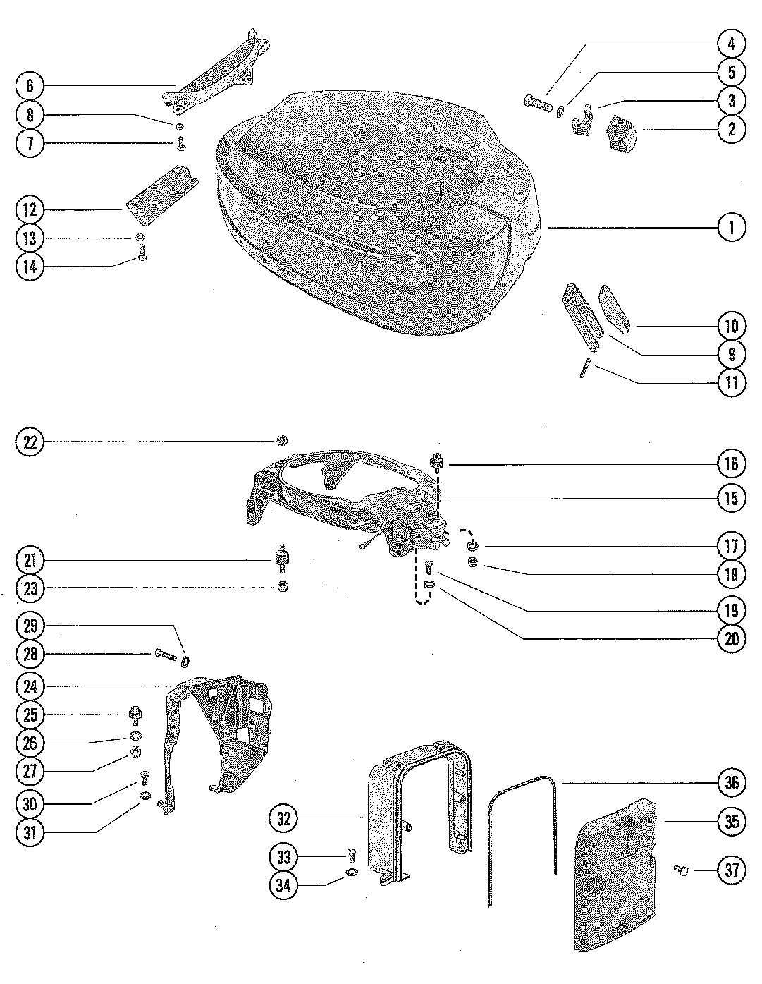 TOP COWL AND SUPPORT BRACKETS