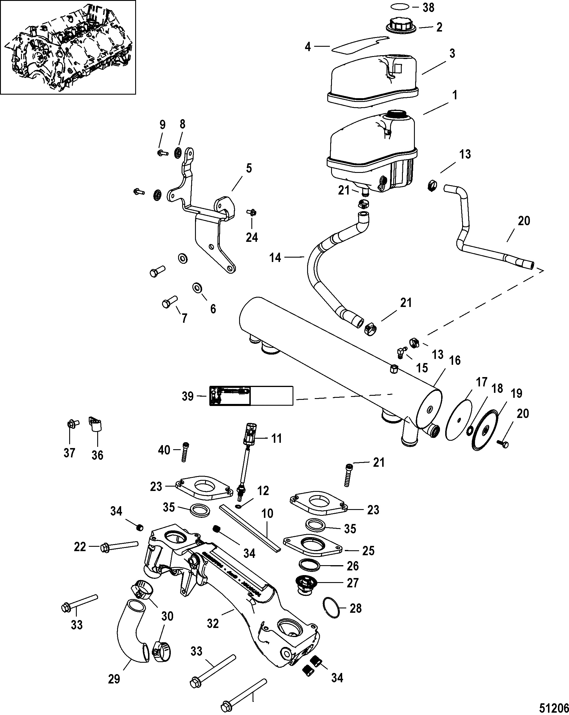 Cooling System, Fresh Water Components (2A041665 & up)