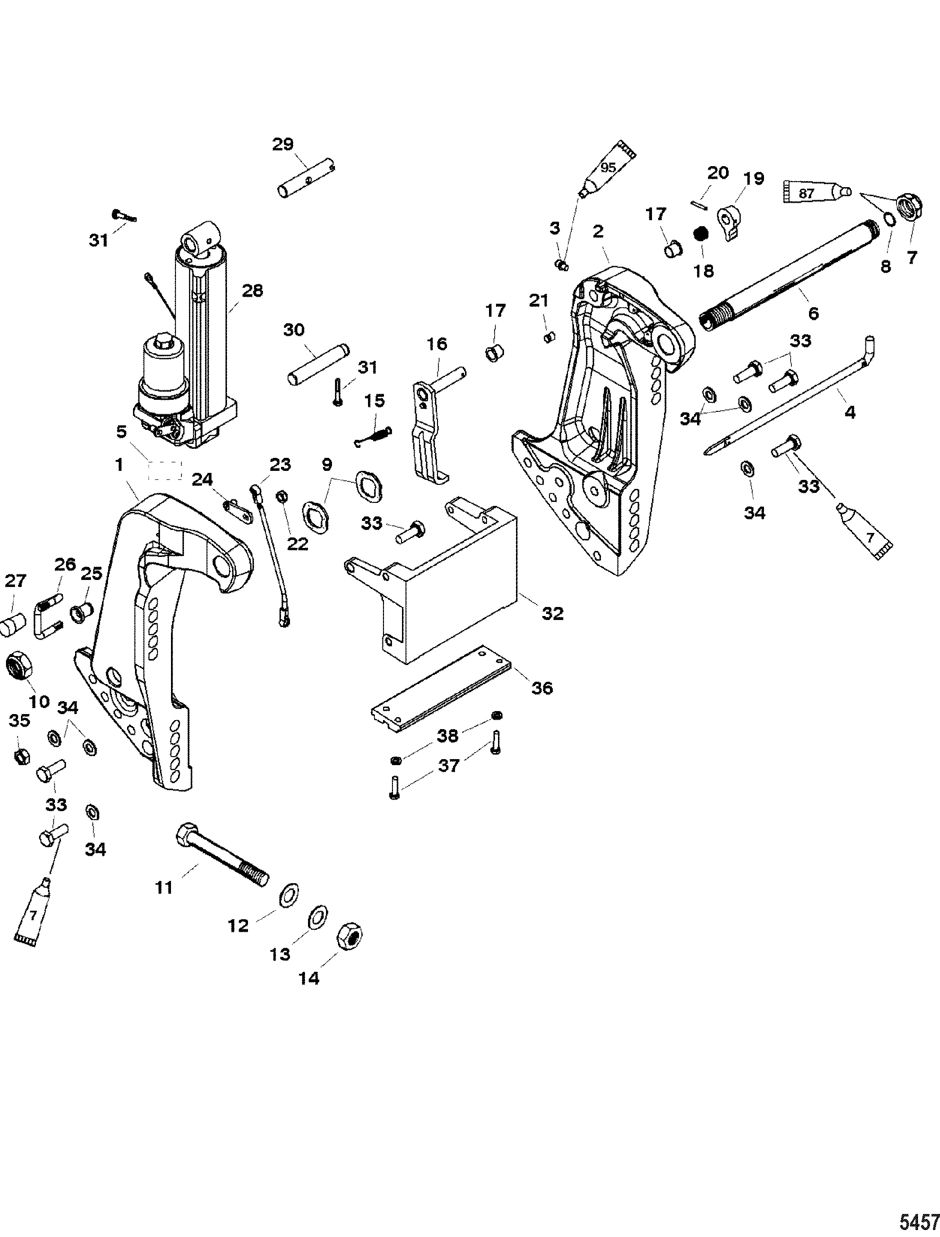 Transom Bracket(SN- USA 0T800999 BEL 0P267999 and Below)