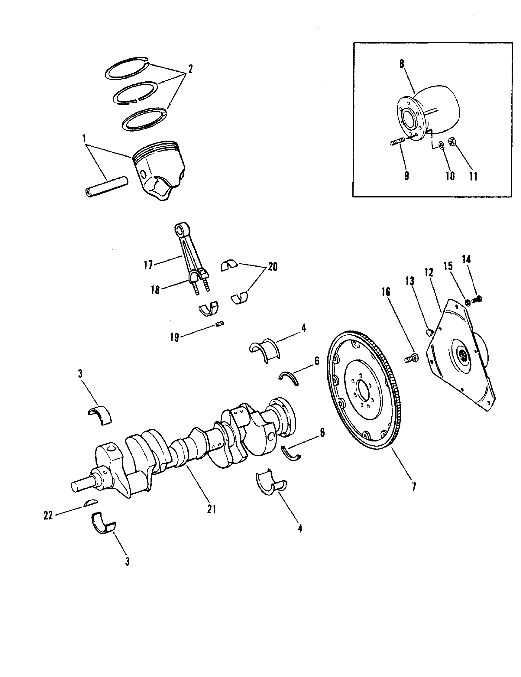 CRANKSHAFT AND PISTONS