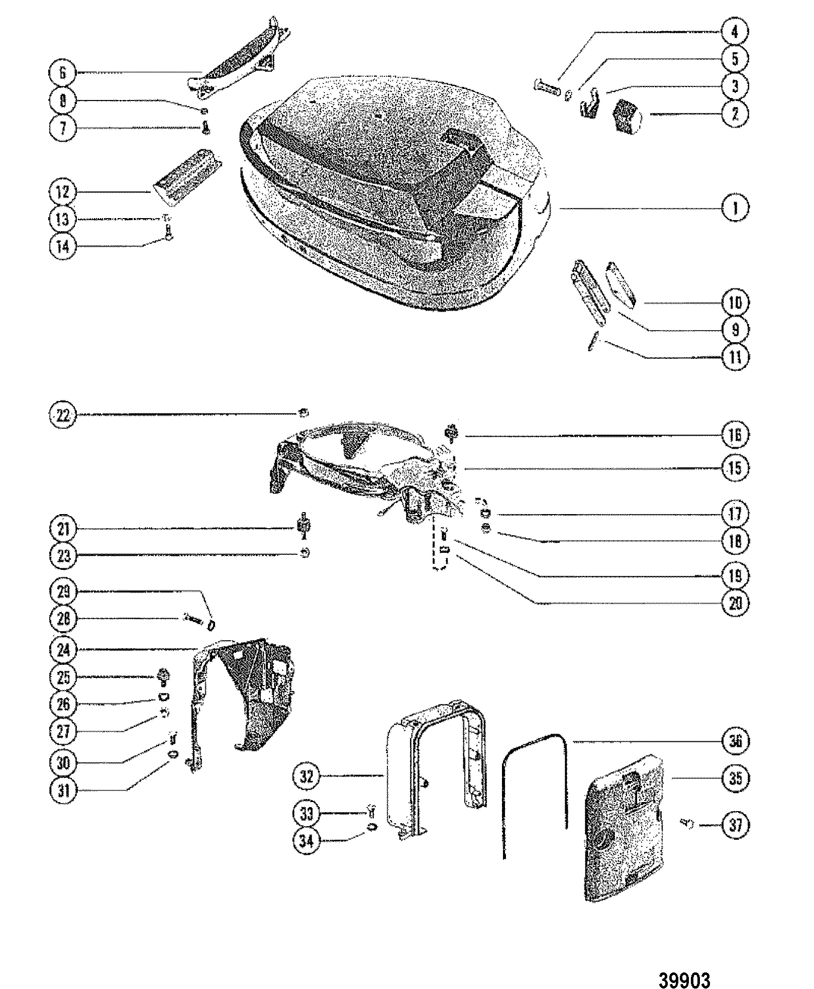 TOP COWL AND SUPPORT BRACKETS