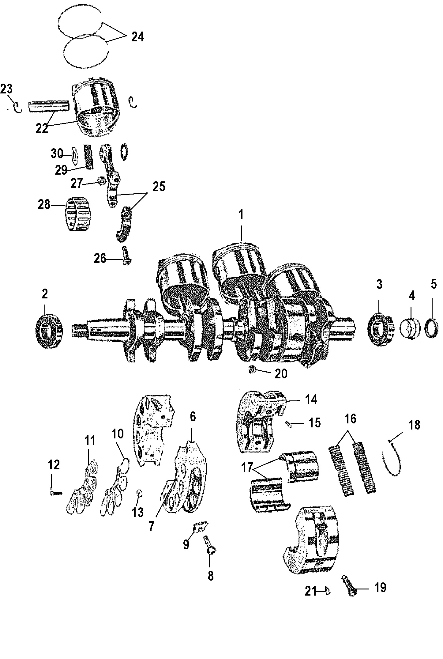 CRANKSHAFT, PISTON AND CONNECTING ROD