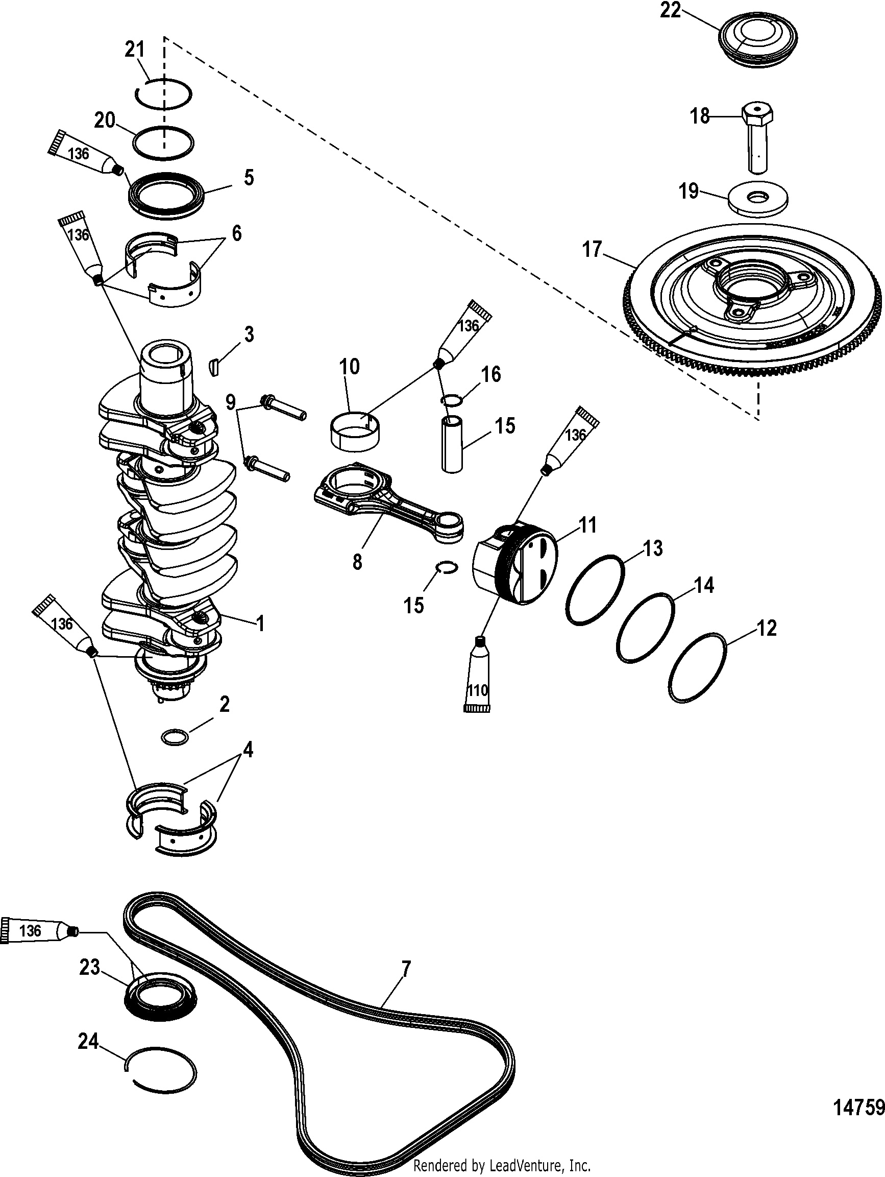 Crankshaft, Pistons and Connecting Rods