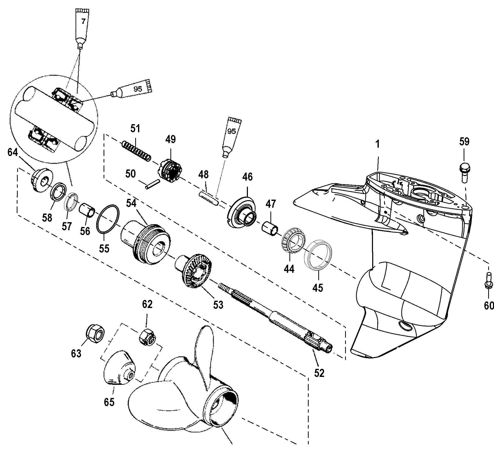 Gear Housing, Propeller Shaft - 2.00 1 Gear Ratio
