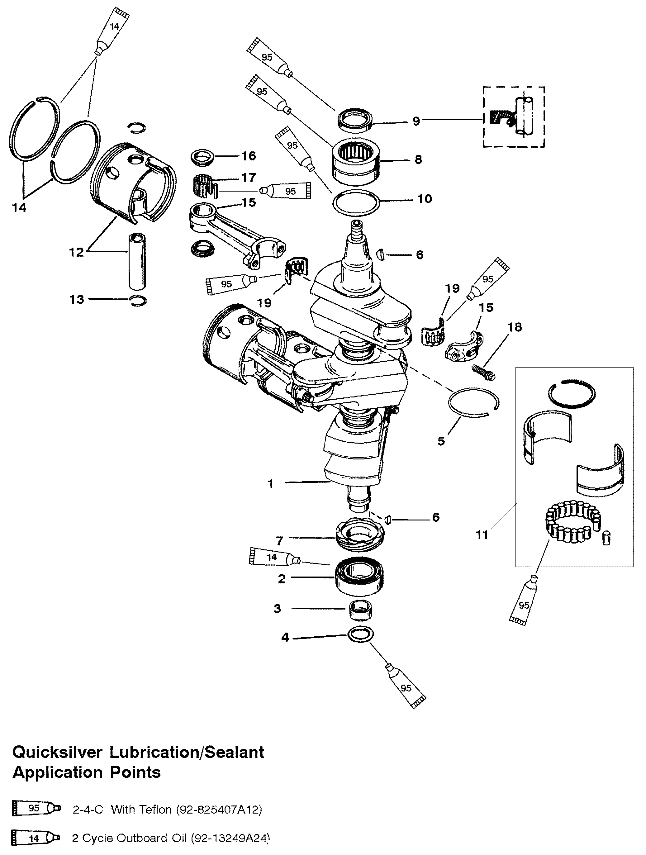 CRANKSHAFT, PISTONS AND CONNECTING RODS