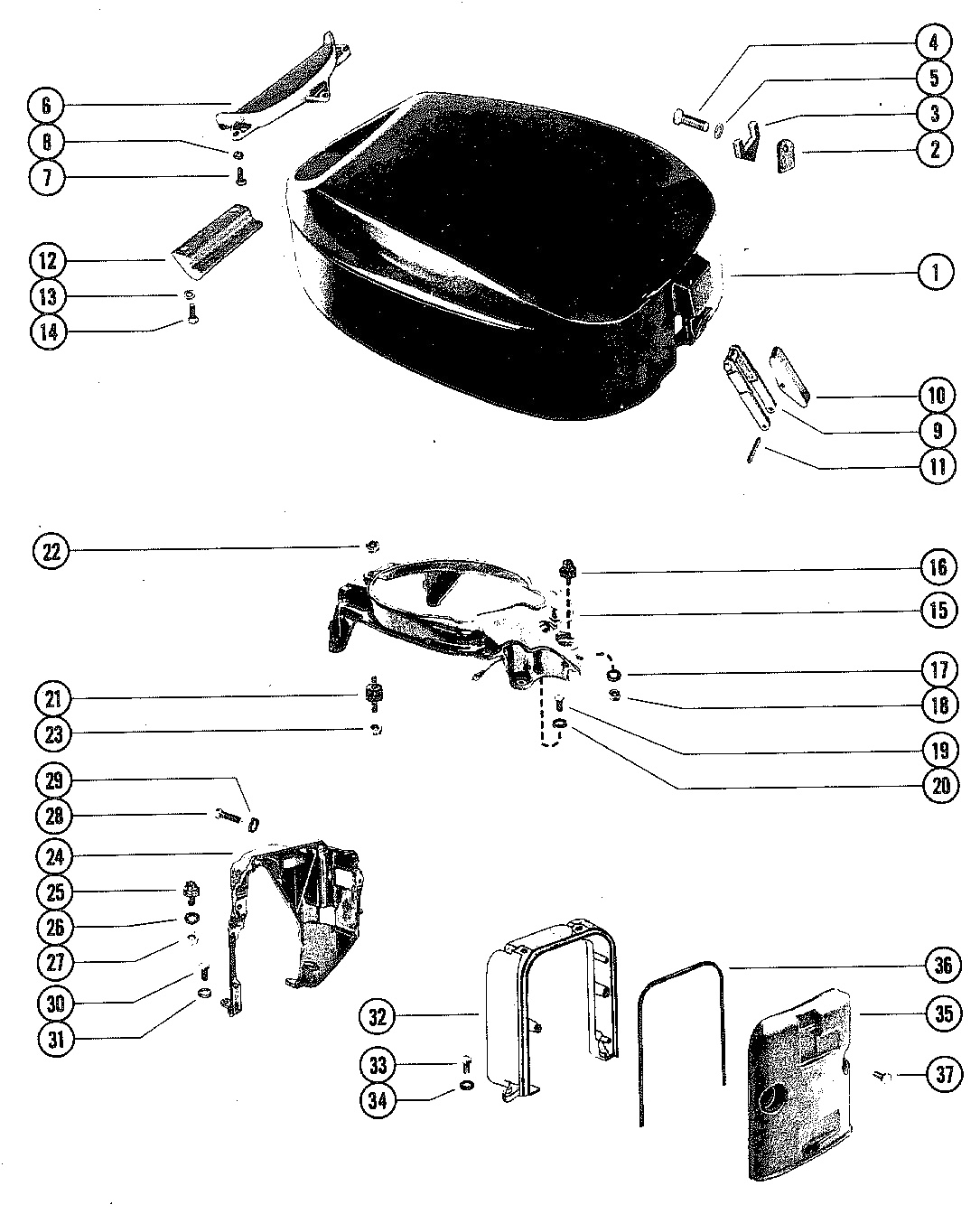 TOP COWL AND SUPPORT BRACKETS