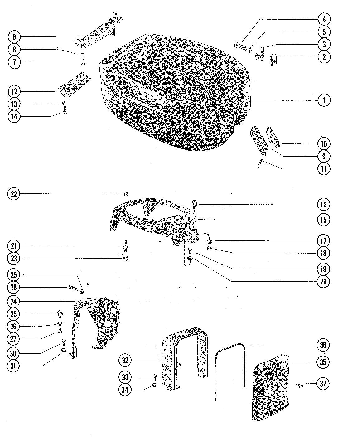 TOP COWL AND SUPPORT BRACKETS