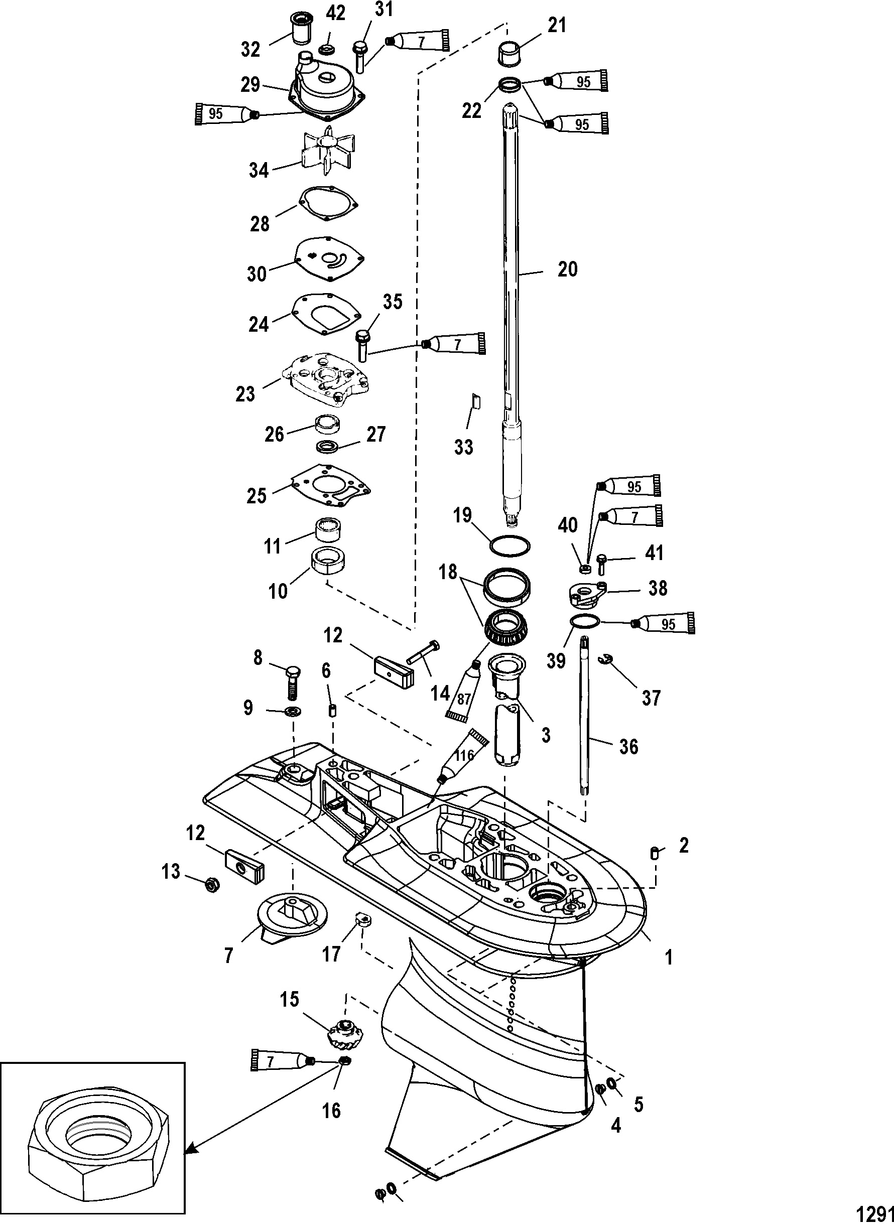 Gear Housing, Drive 2.31 1 USA 0T627235 BEL 0P215669 and Up