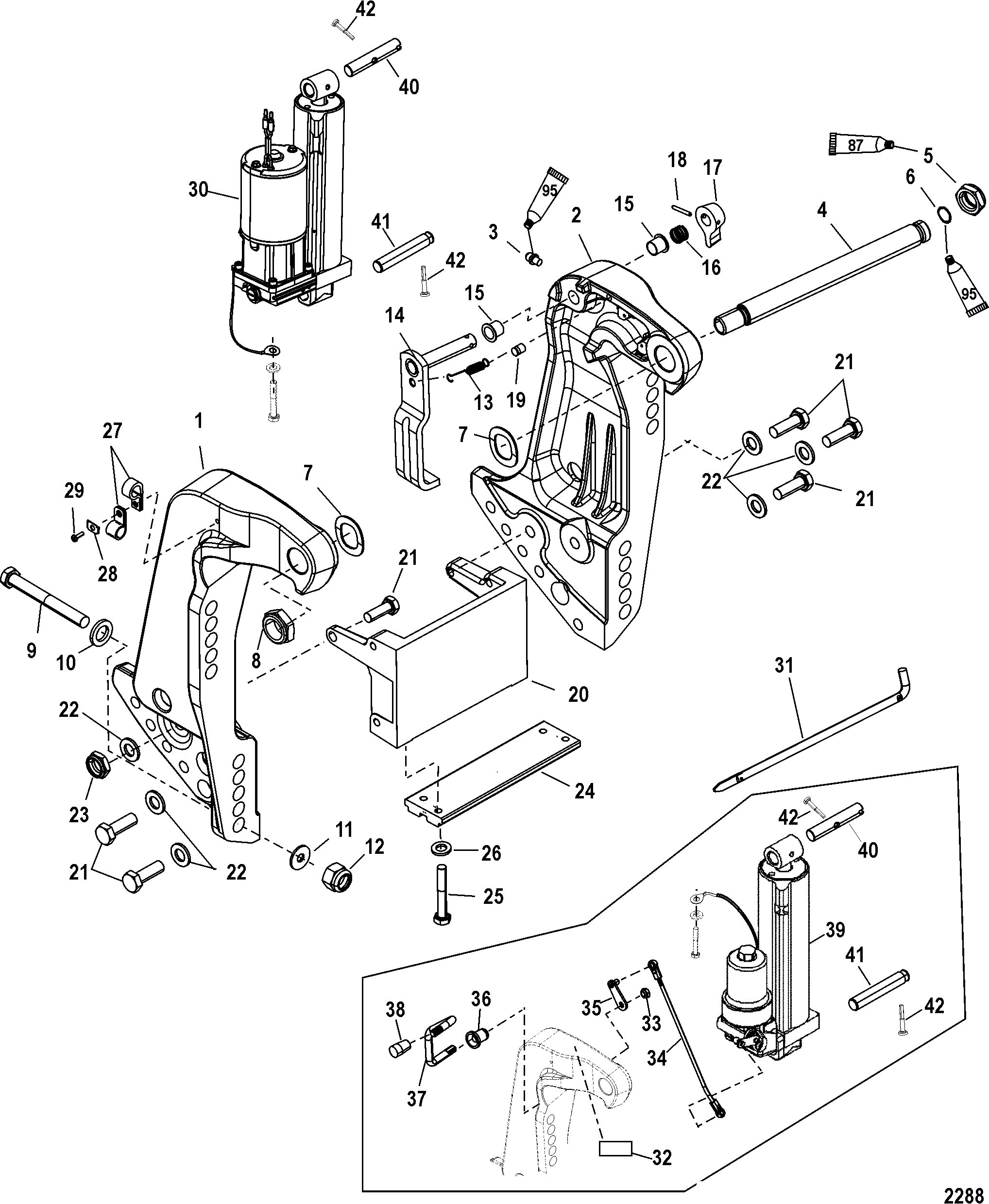 Transom Bracket(SN- USA 0T801000 BEL 0P268000 and Up)