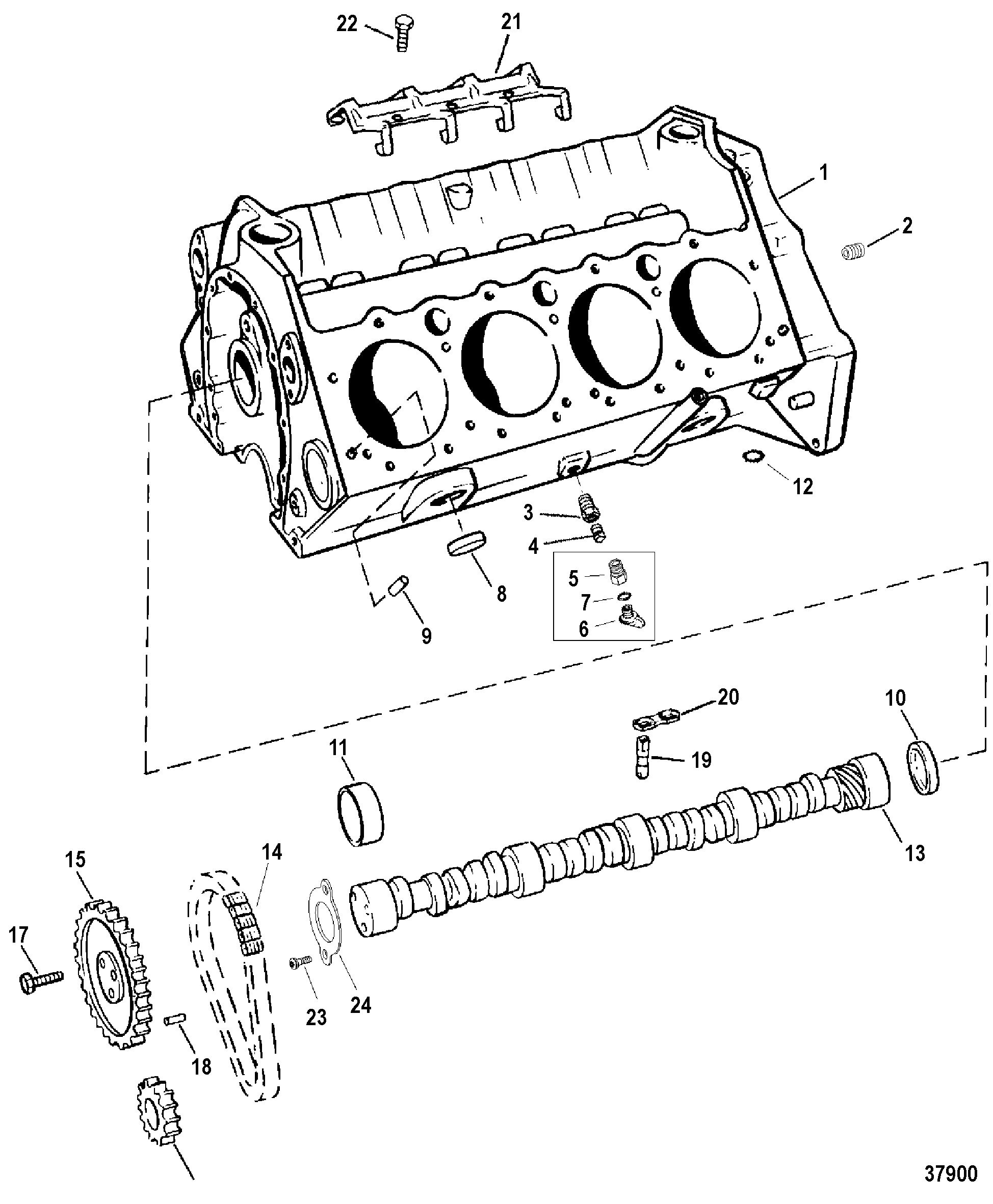 CYLINDER BLOCK AND CAMSHAFT