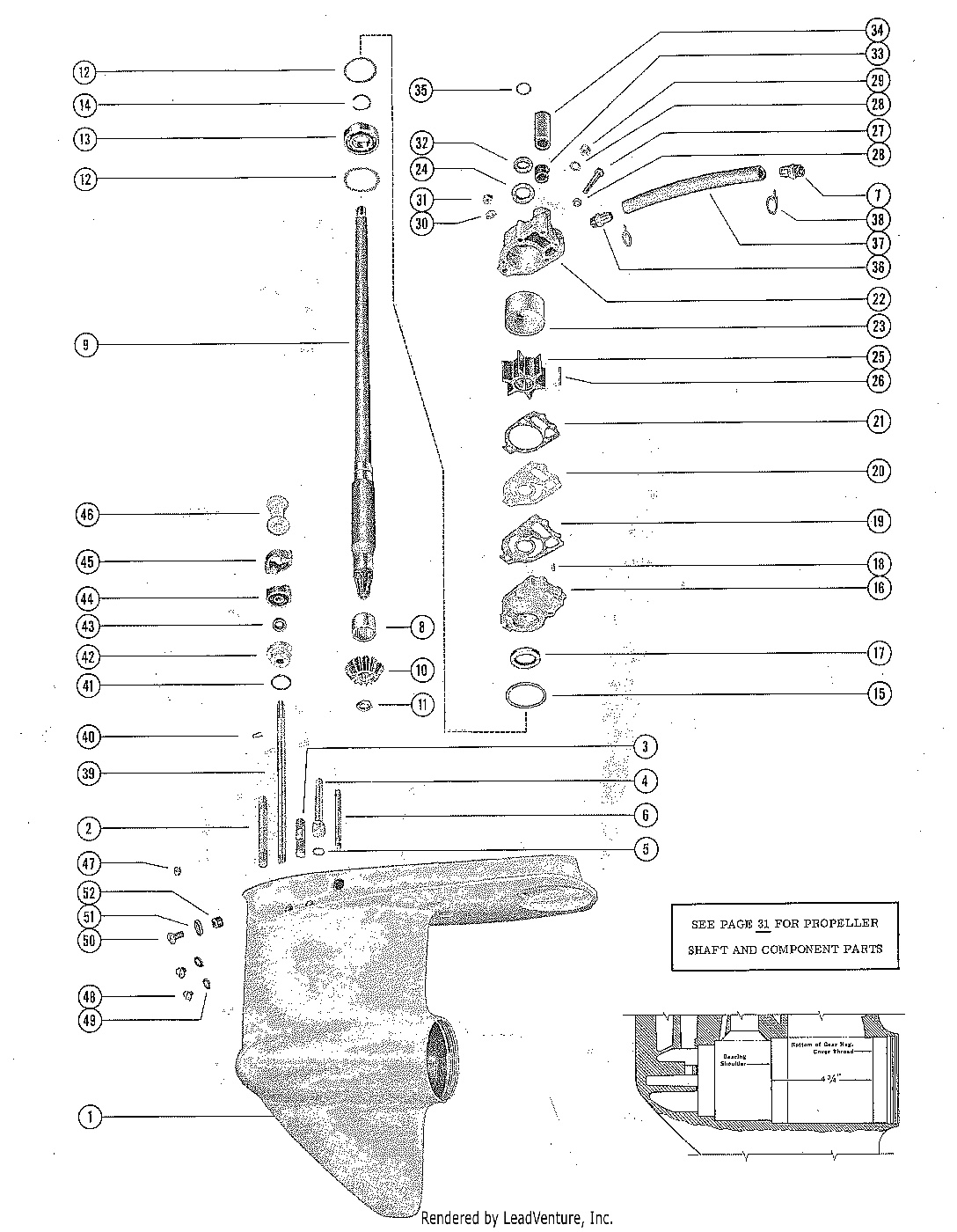 GEAR HOUS ASSY,COMP.(DRIVE SHAFT COMP PARTS MERC 700E)P. 1