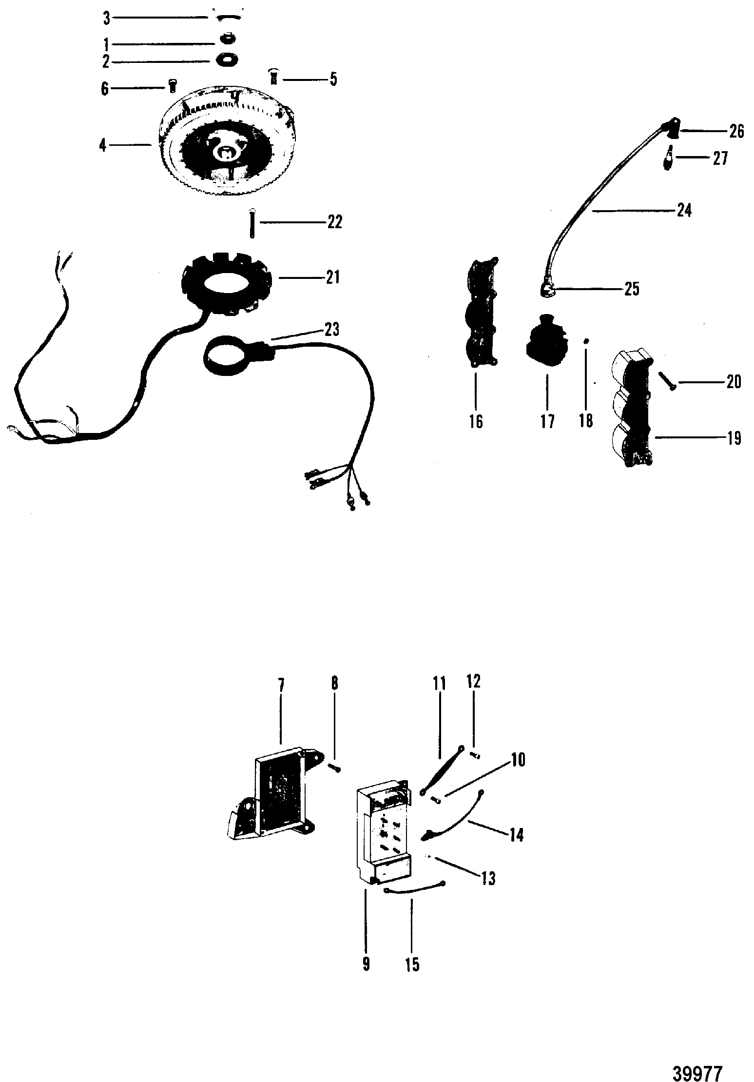 FLYWHEEL, SWITCH BOX, IGNITION COIL, STATOR