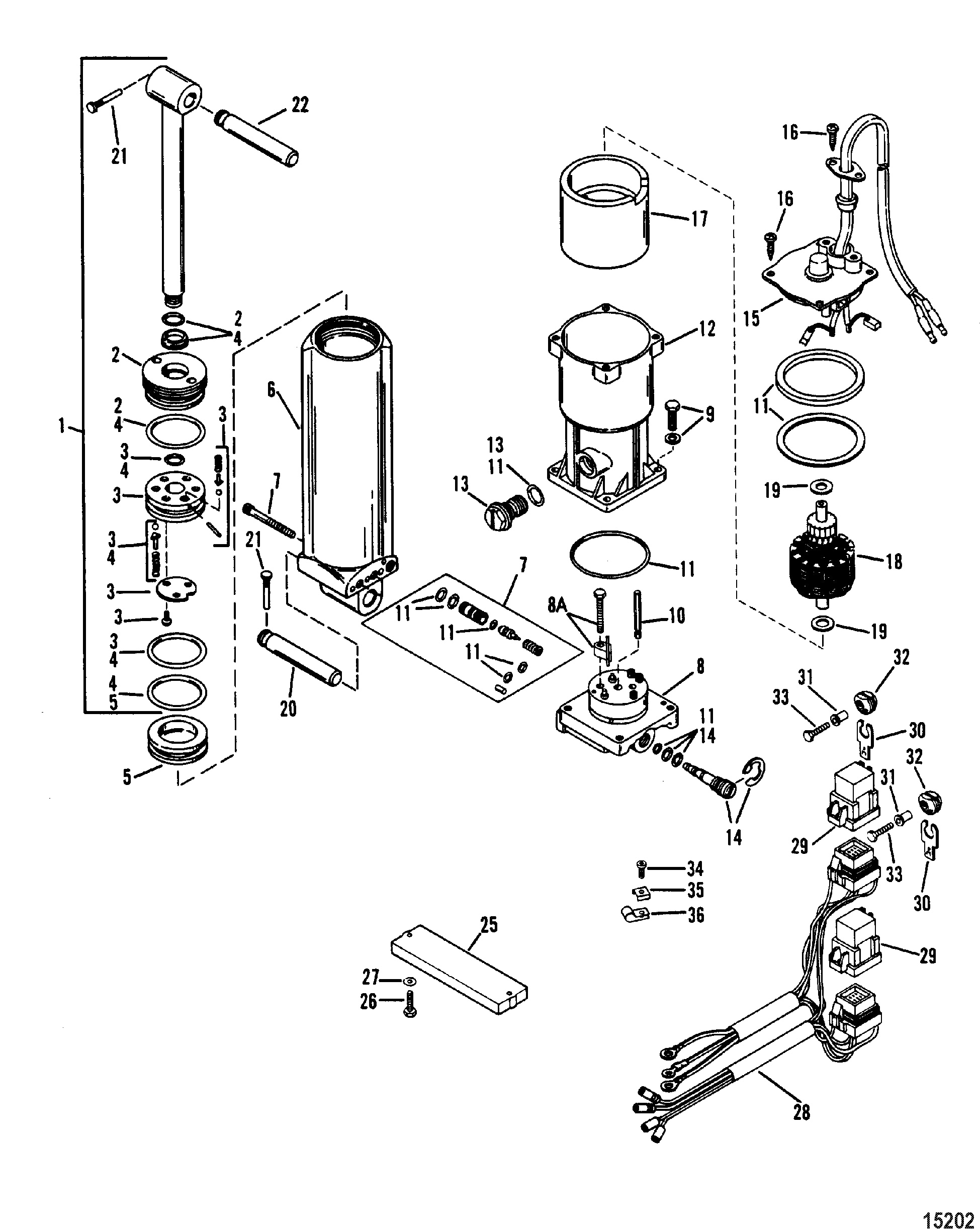 Power Trim Components, Single Ram (0D252460 and Below)