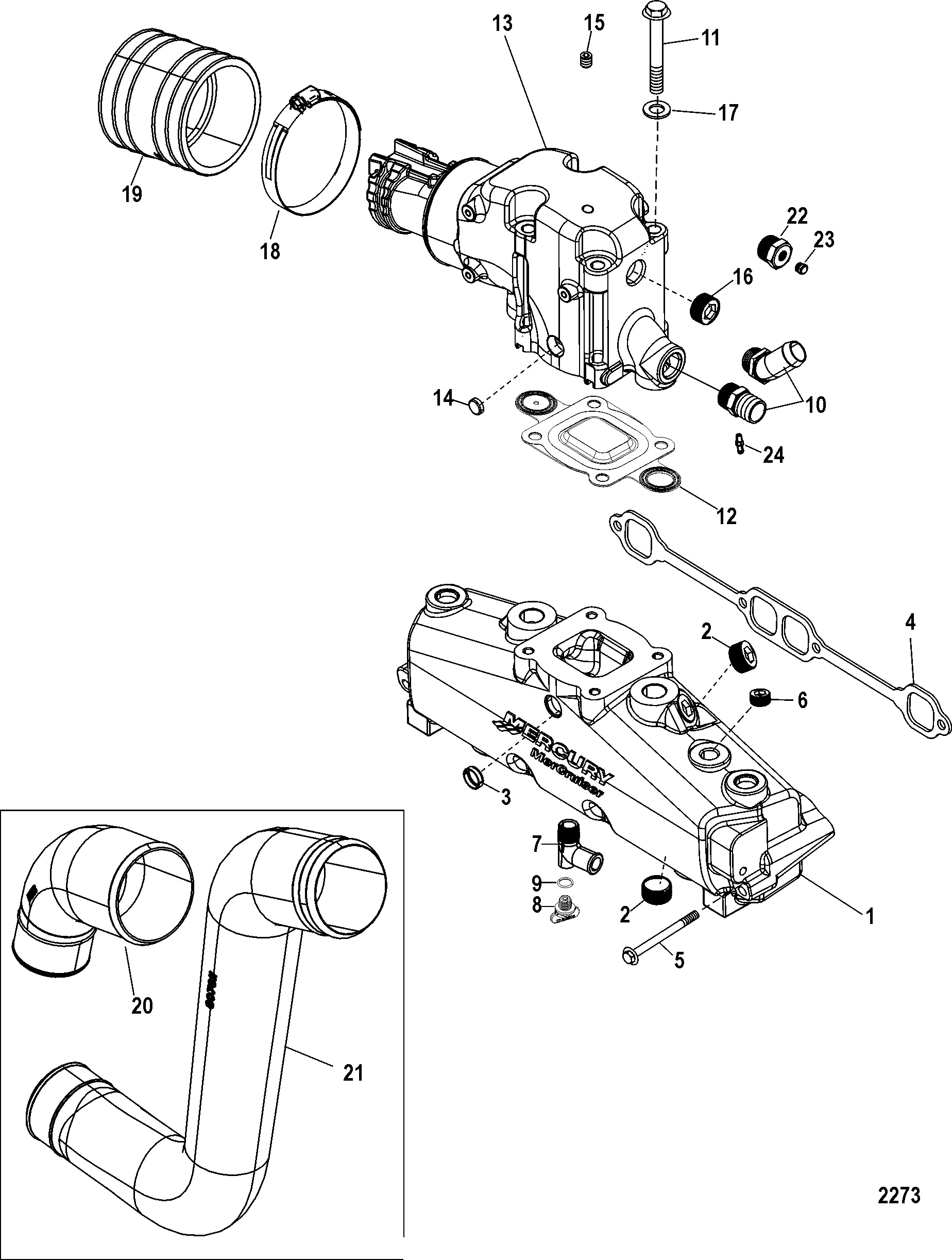 Exhaust Manifold, Elbow And Pipes - Manual Drain