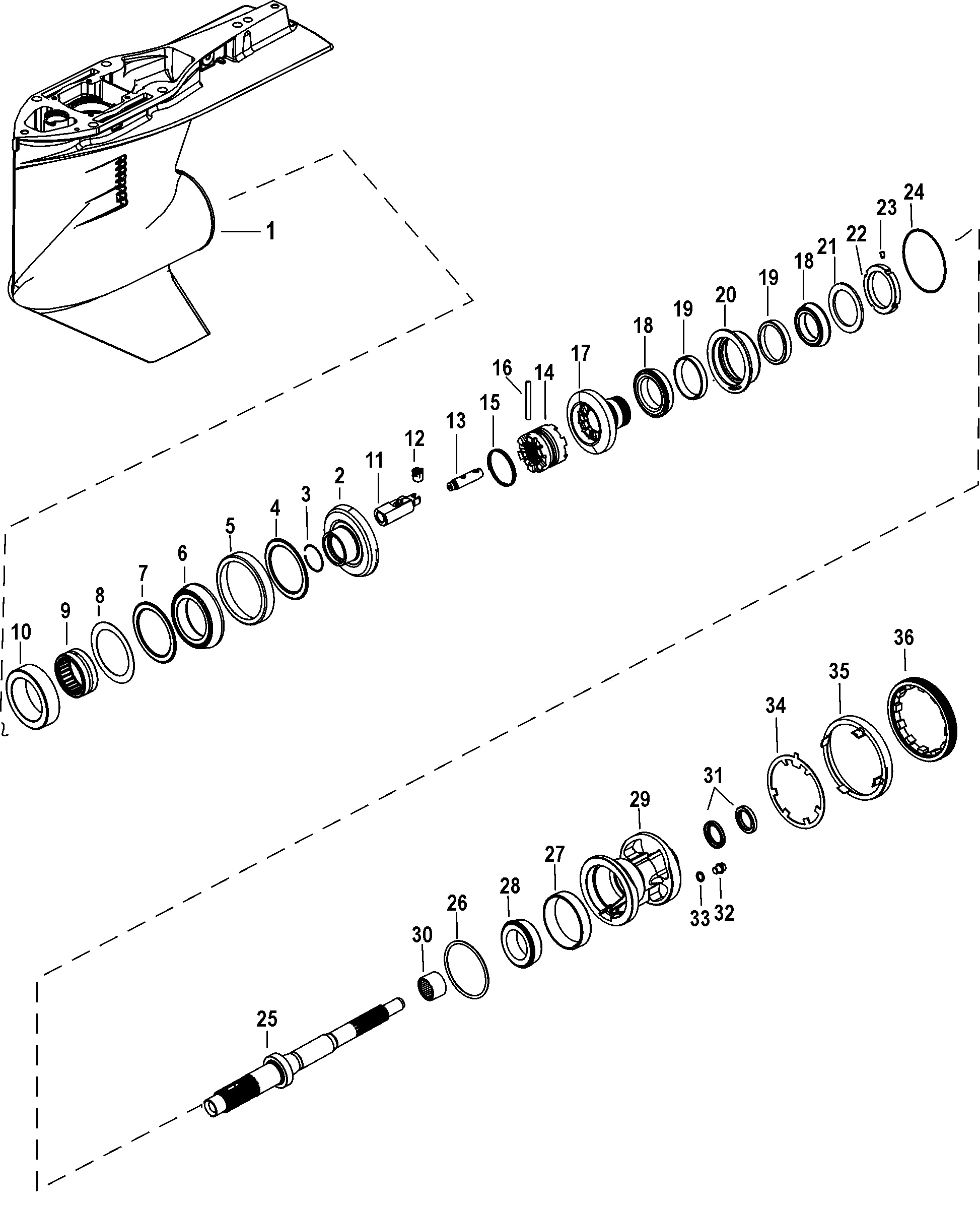 Gear Housing, Propeller Shaft, 2.38 1 Counter Rotation