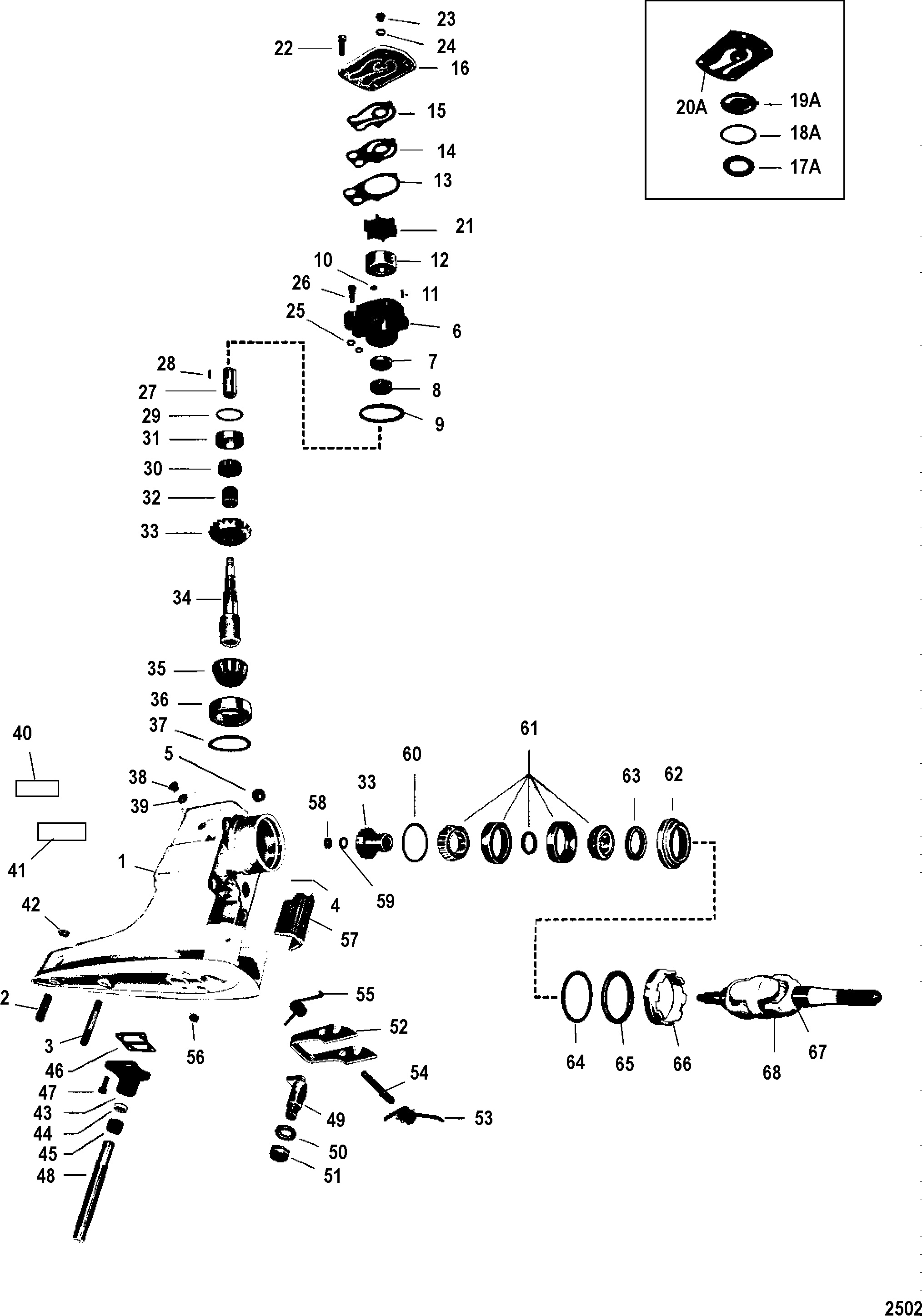 DRIVE SHAFT HOUSING, WATER PUMP & GEAR ASSEMBLY