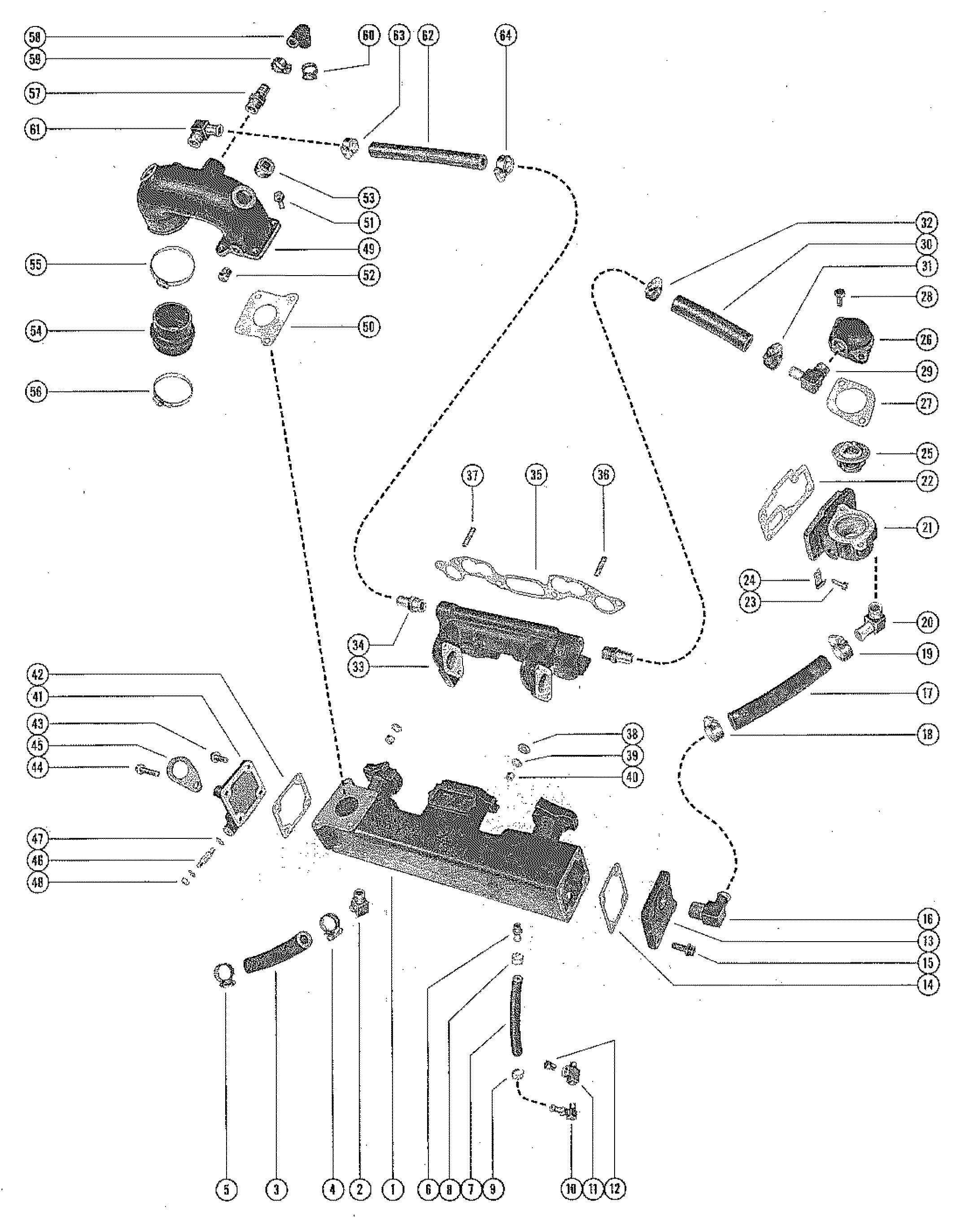 EXHAUST MANIFOLD, INTAKE MANIFOLD AND EXHAUST ELBOW