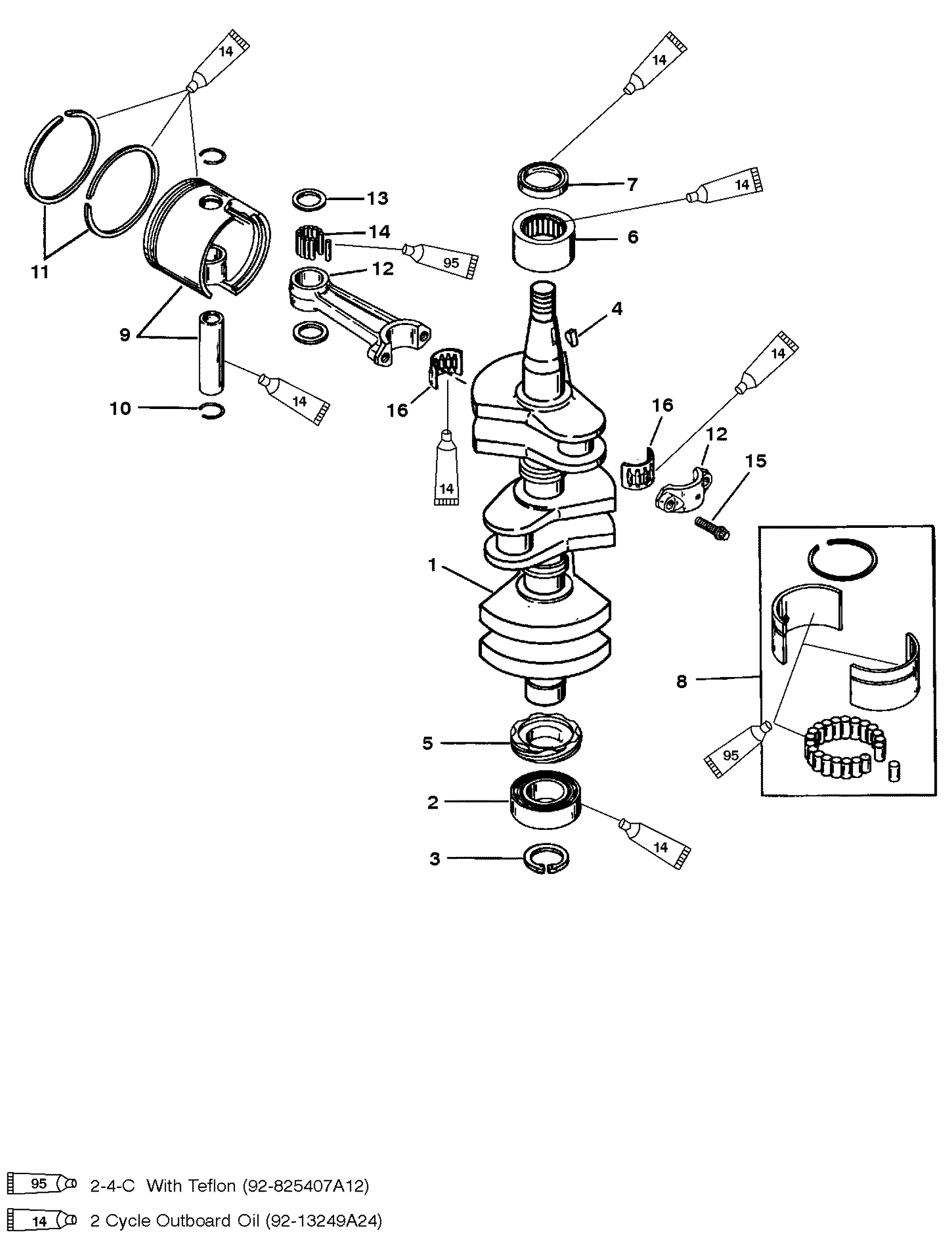 CRANKSHAFT, PISTONS AND CONNECTING RODS