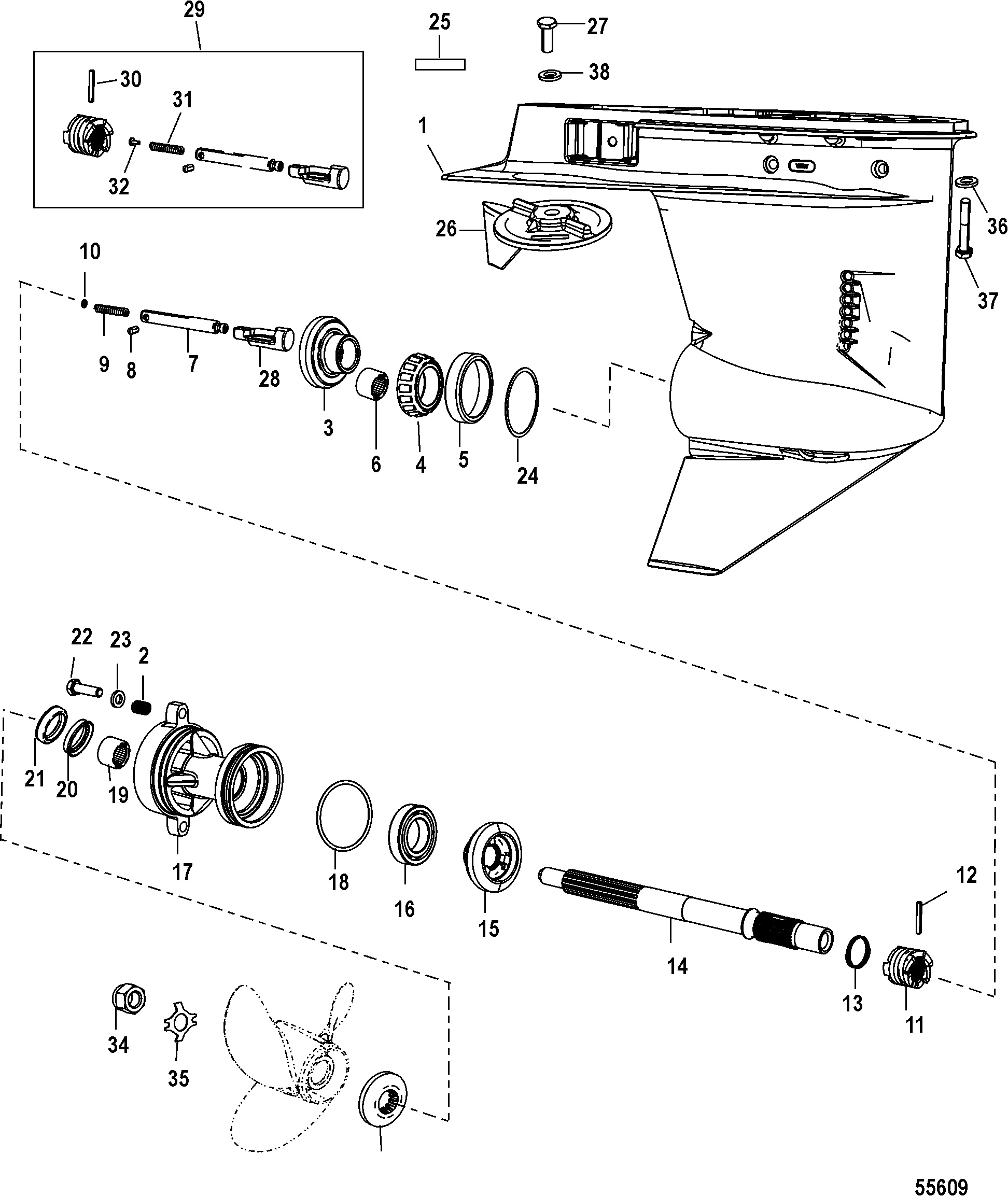 Gear Housing, Propeller Shaft - 1.83 1 Gear Ratio