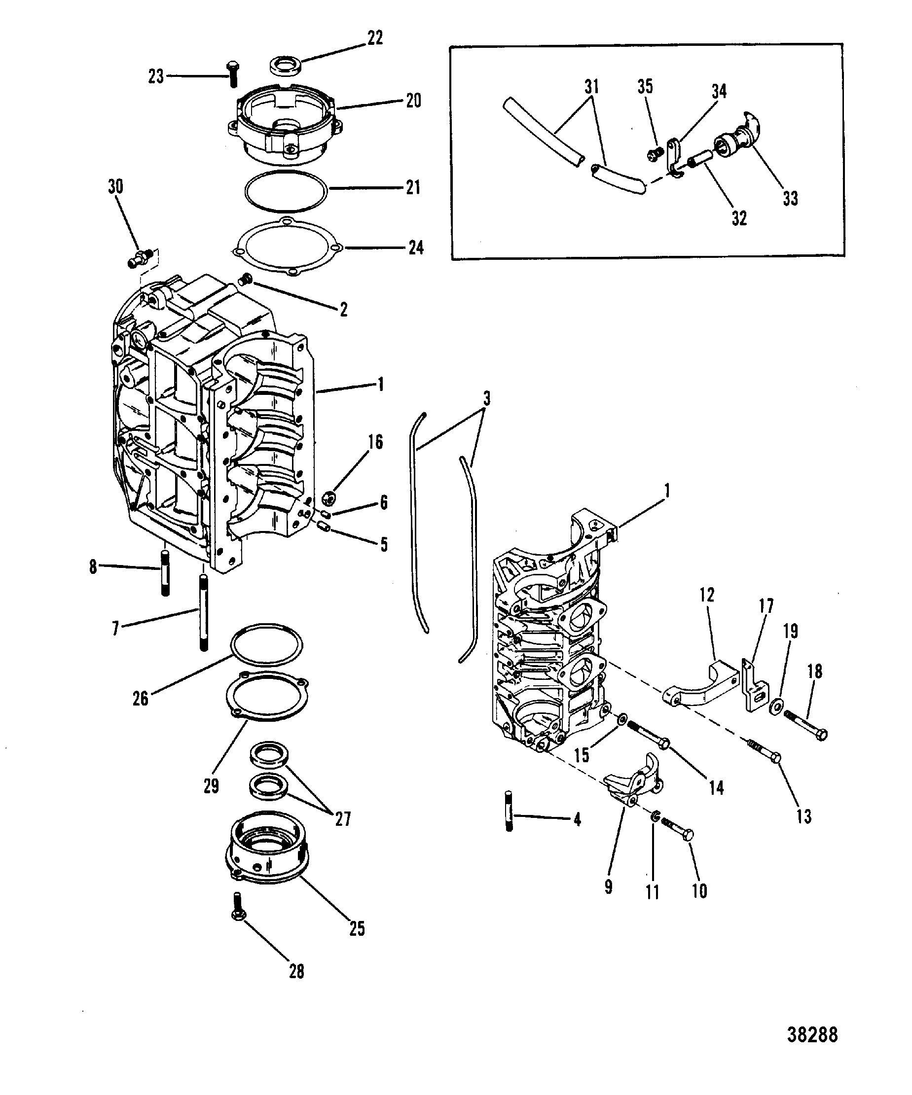 CYLINDER BLOCK AND CRANKCASE ASSEMBLY