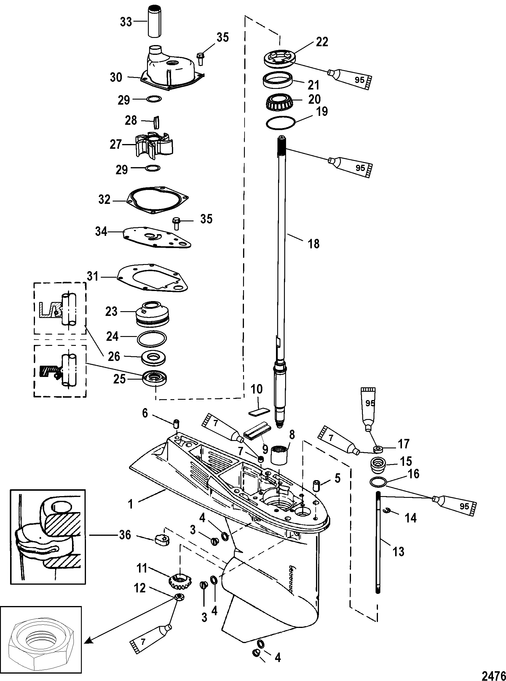 Gear Housing, Driveshaft 1.64 1 Gear Ratio