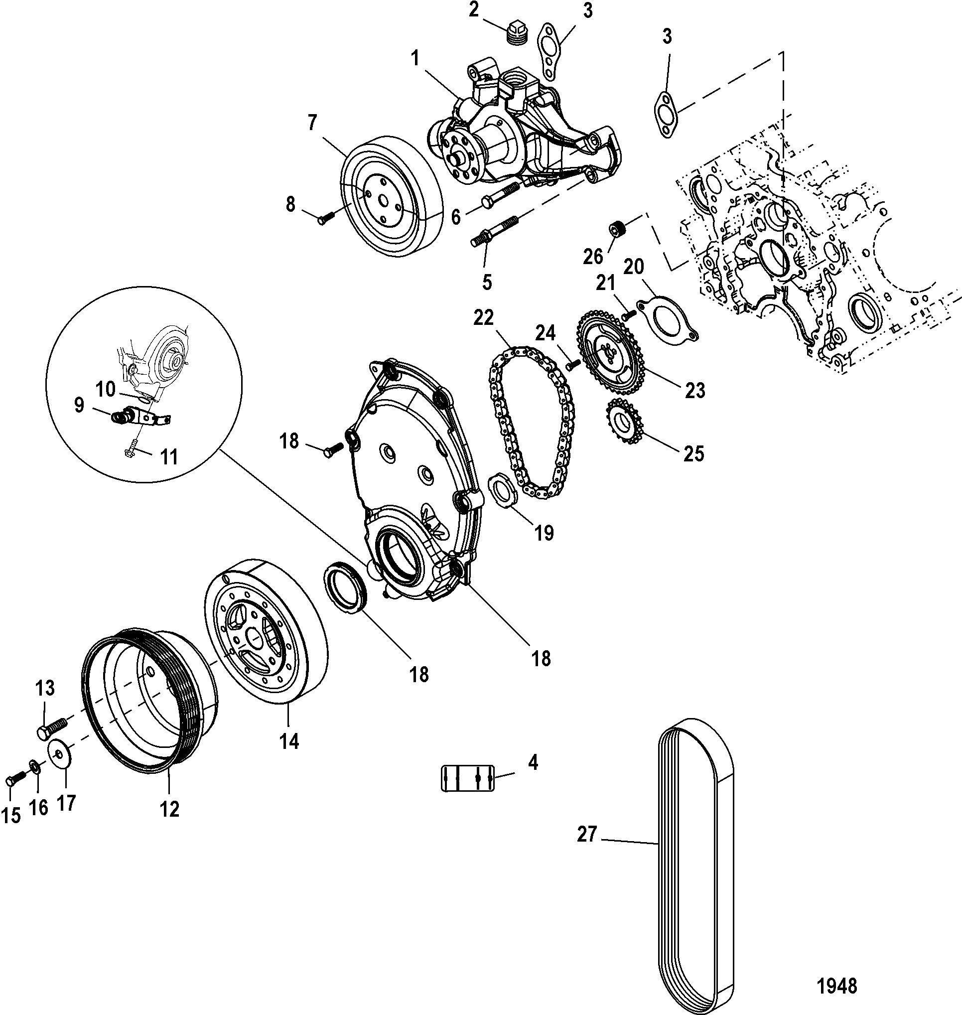 Front Cover and Circulating Pump