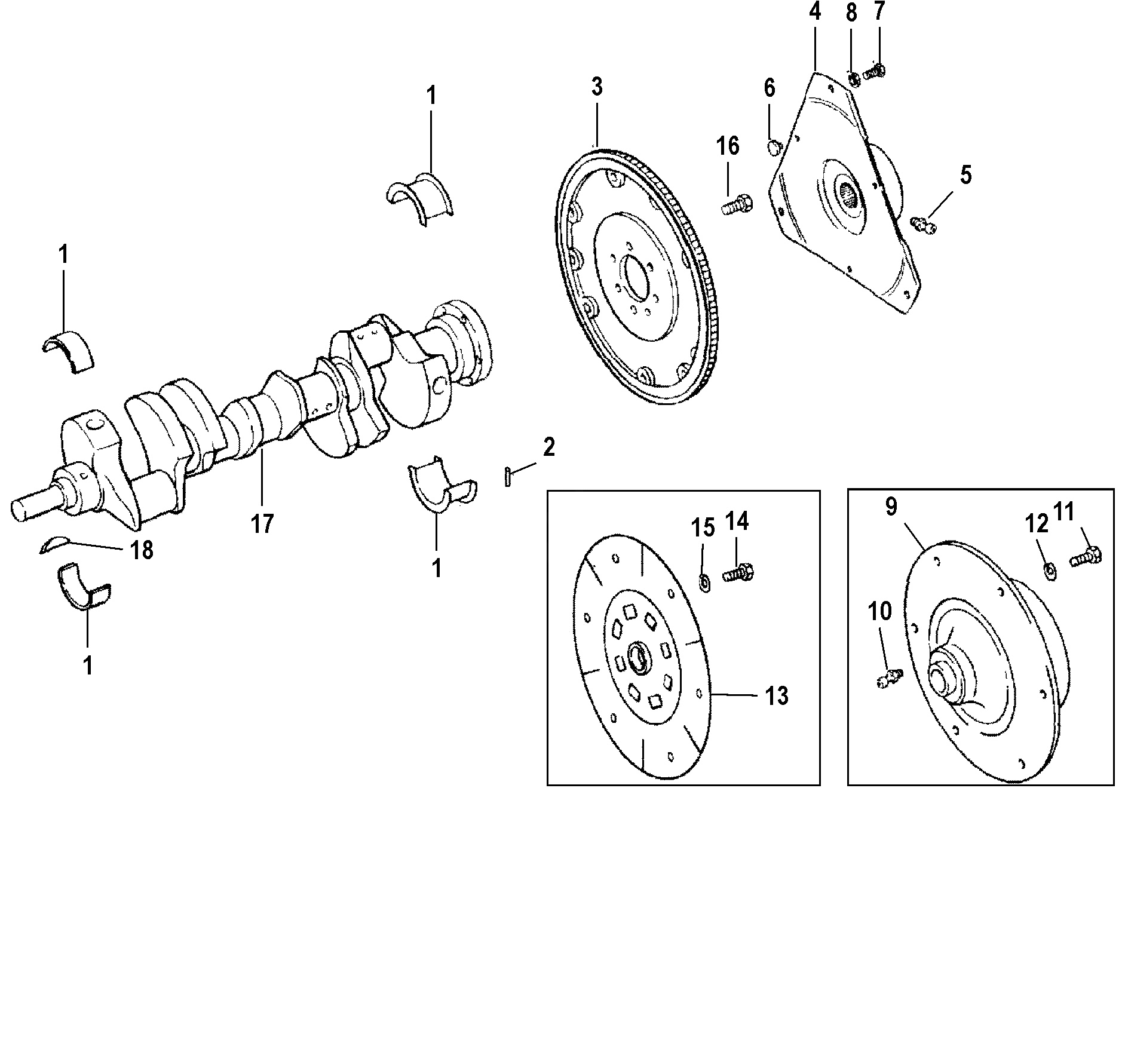 CRANKSHAFT AND FLYWHEEL
