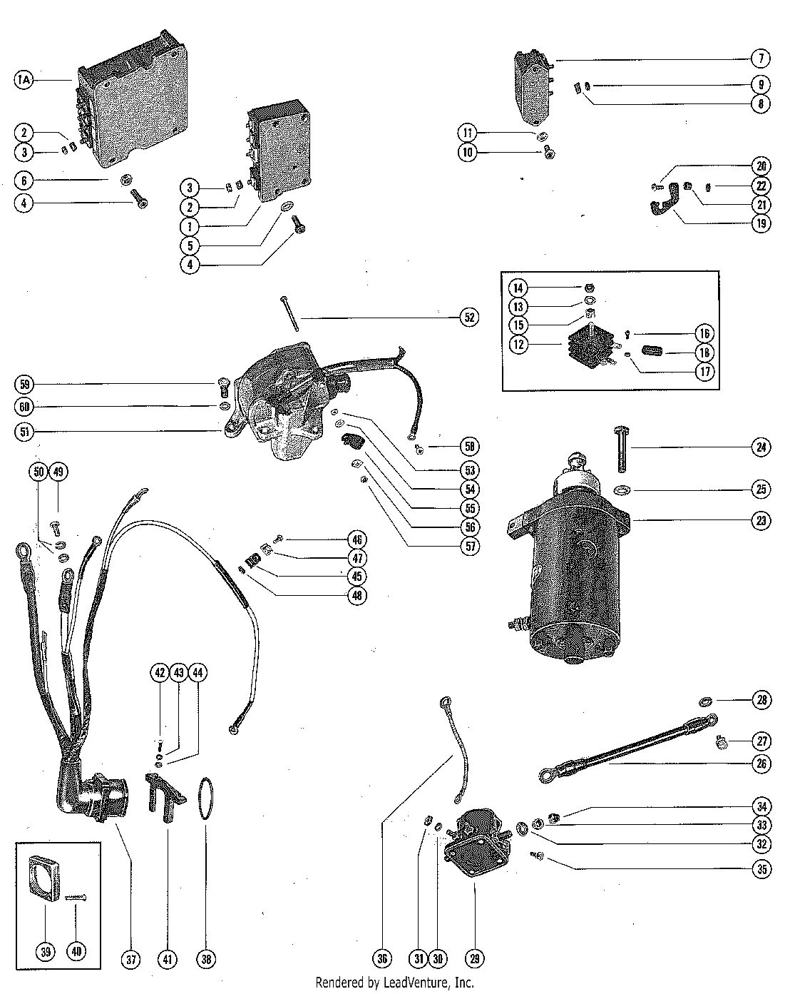 STARTER MOTOR, STARTER SOLENOID, RECTIFIER AND WIRING HARNES