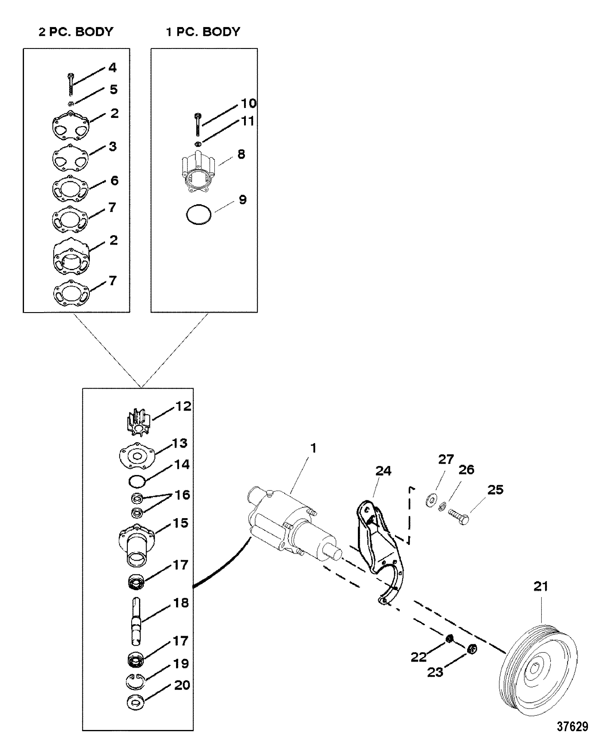 SEA WATER PUMP ASSEMBLY(USE WITH BRAVO ENGINES)