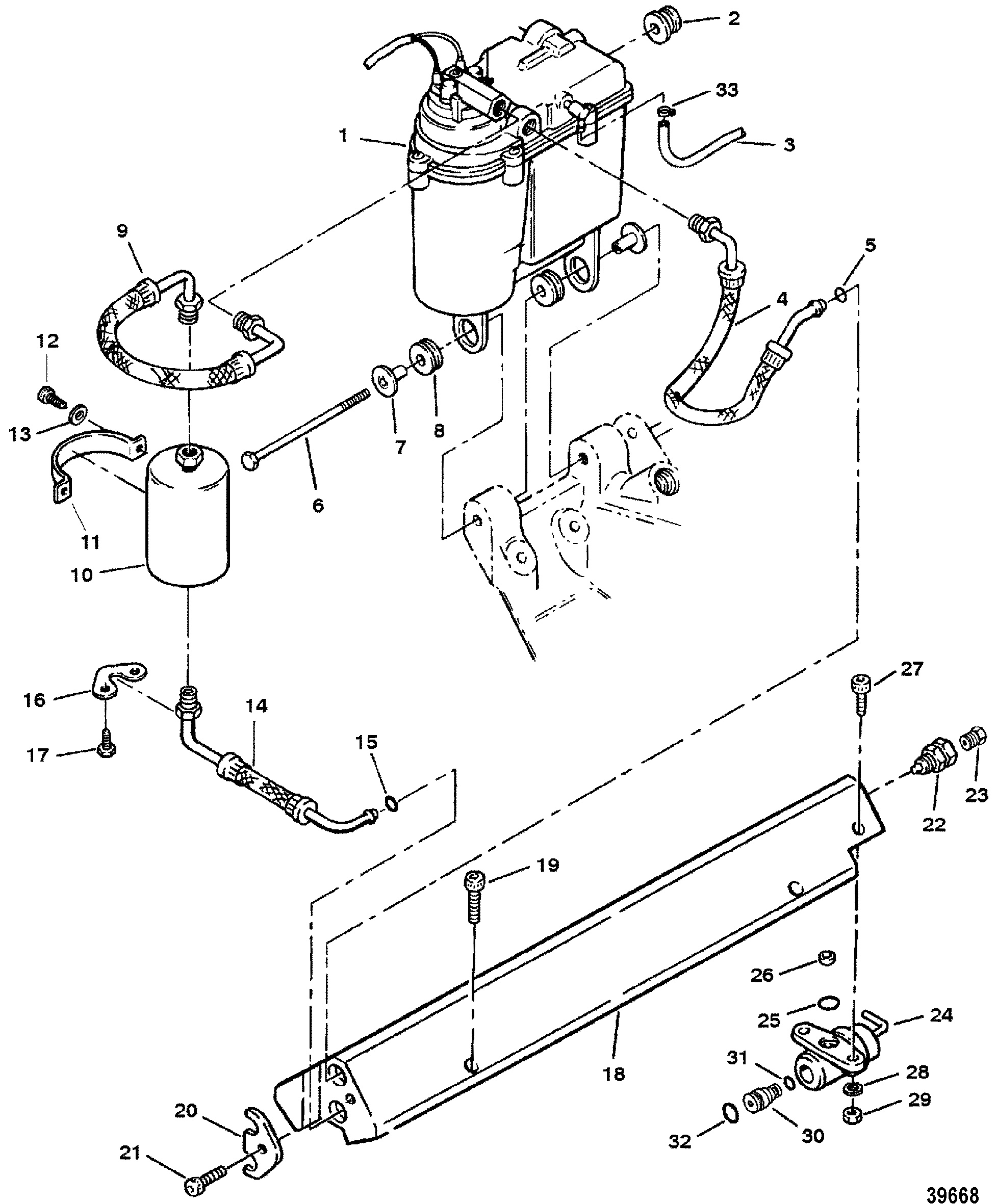 VAPOR SEPARATOR TANK AND FUEL RAIL, SN & Below (See Note)