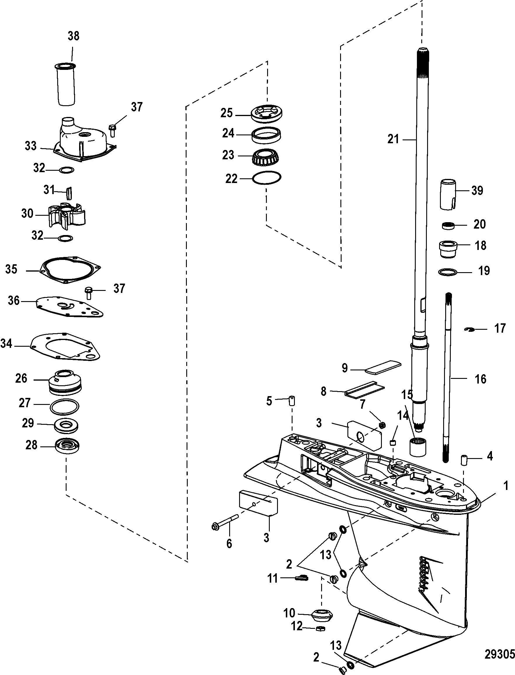 Gear Housing, Driveshaft - 1.83 1 Gear Ratio