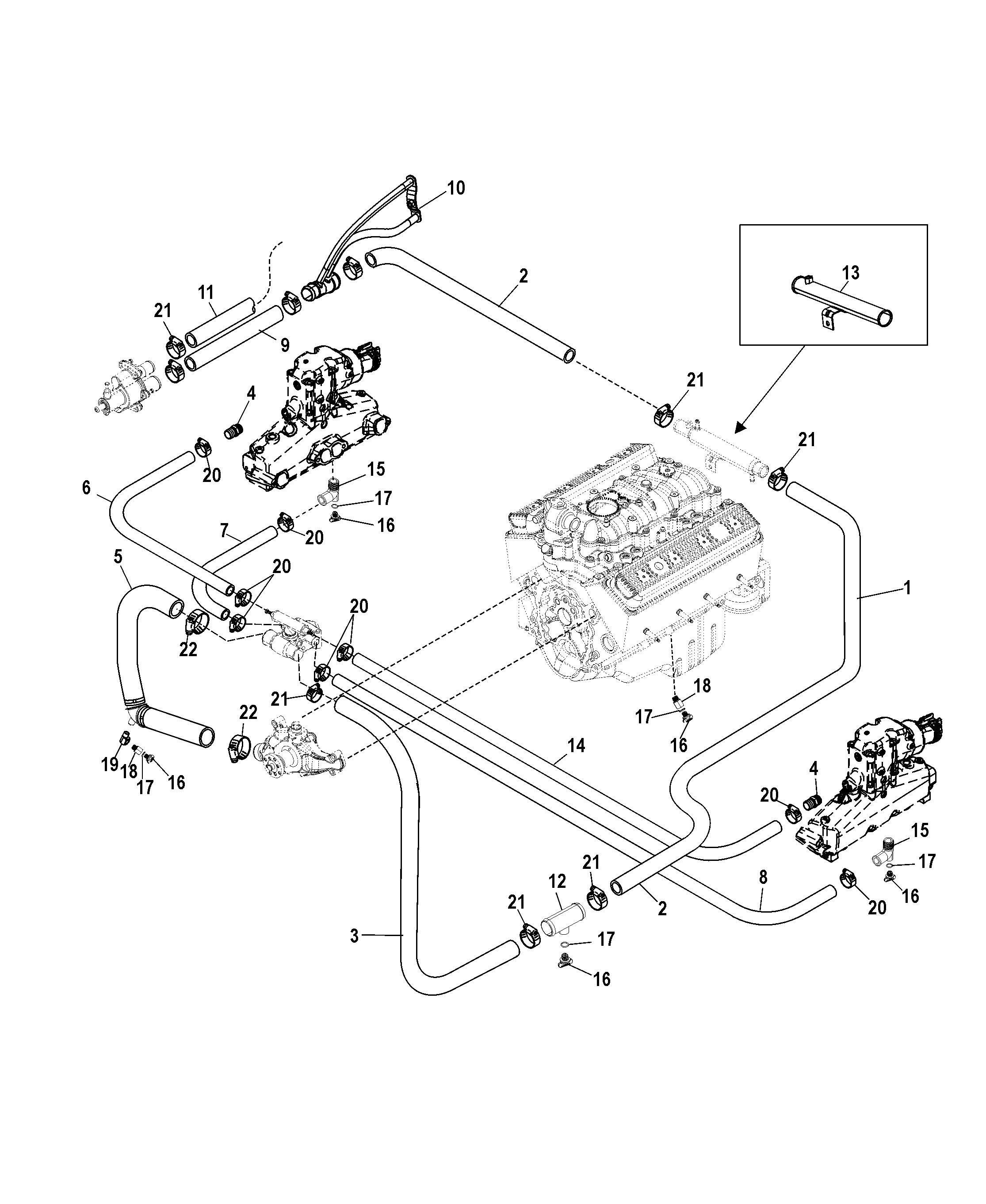 Standard Cooling System (BRAVO)(7 Point Drain)