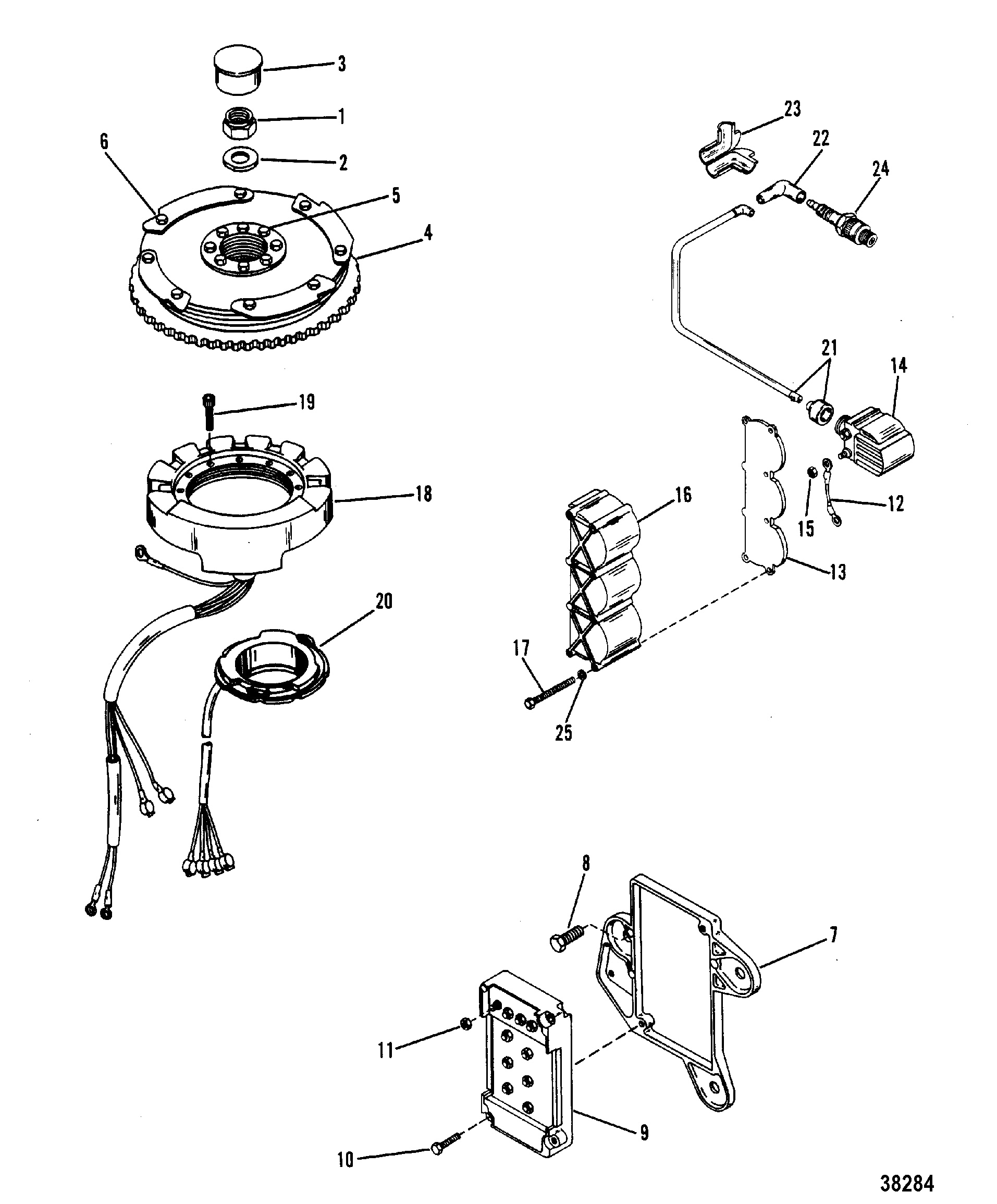 FLYWHEEL, SWITCH BOX, IGNITION COIL, STATOR
