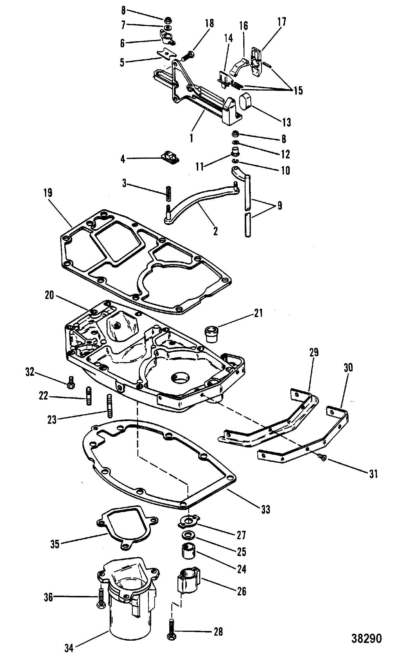 SHIFT LINKAGE AND EXHAUST PLATE