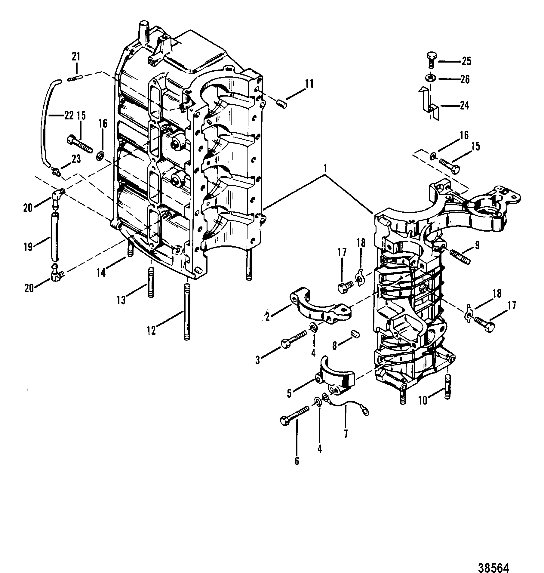 CYLINDER BLOCK AND CRANKCASE ASSEMBLY