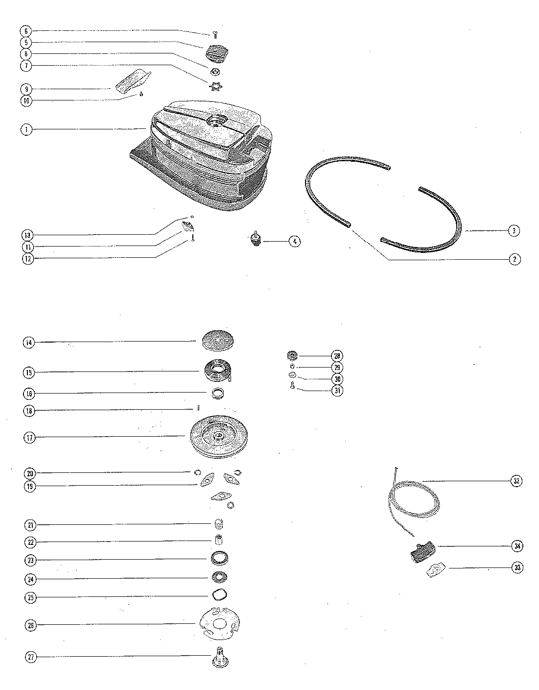 TOP COWL AND STARTER ASSEMBLY