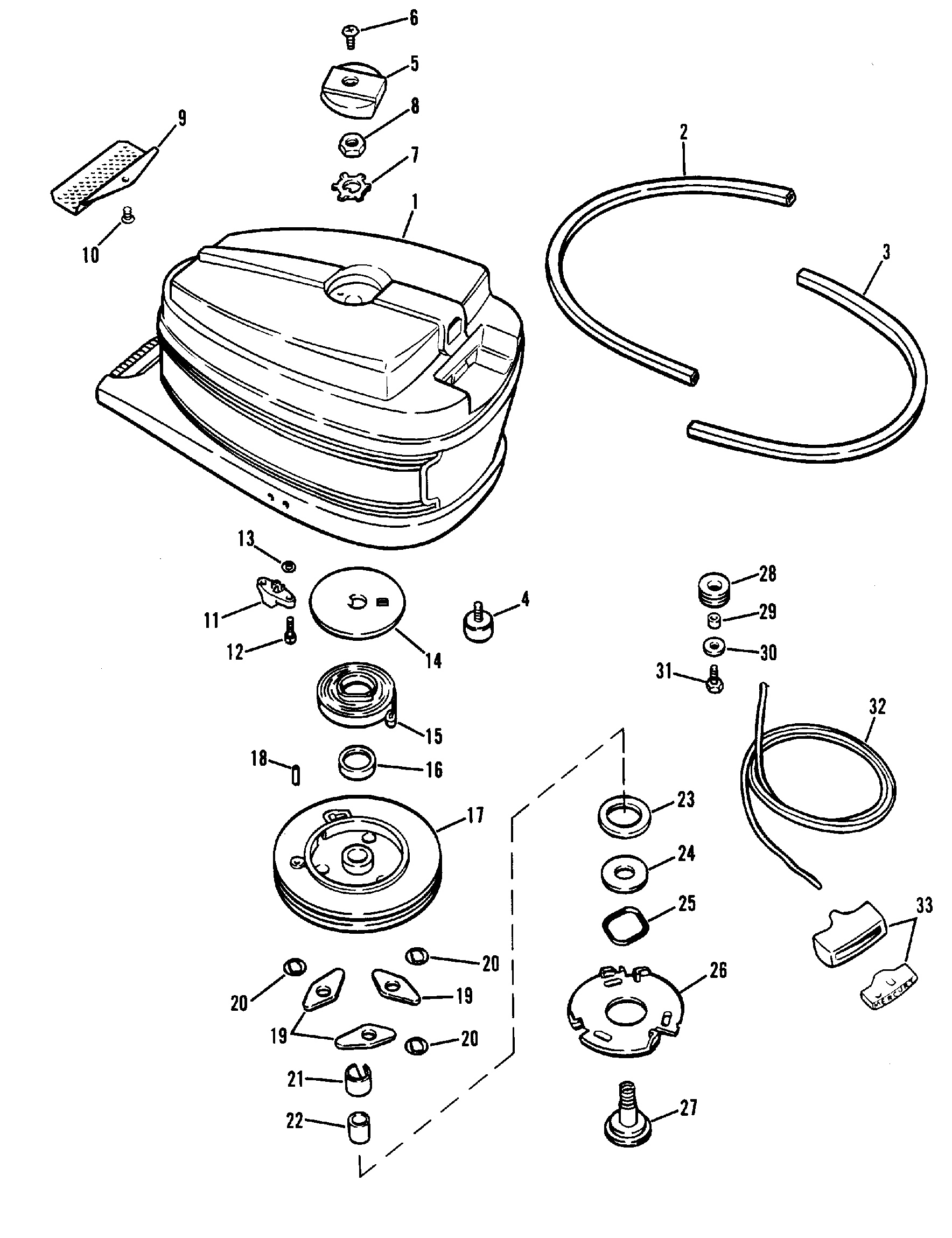 TOP COWL AND STARTER ASSEMBLY