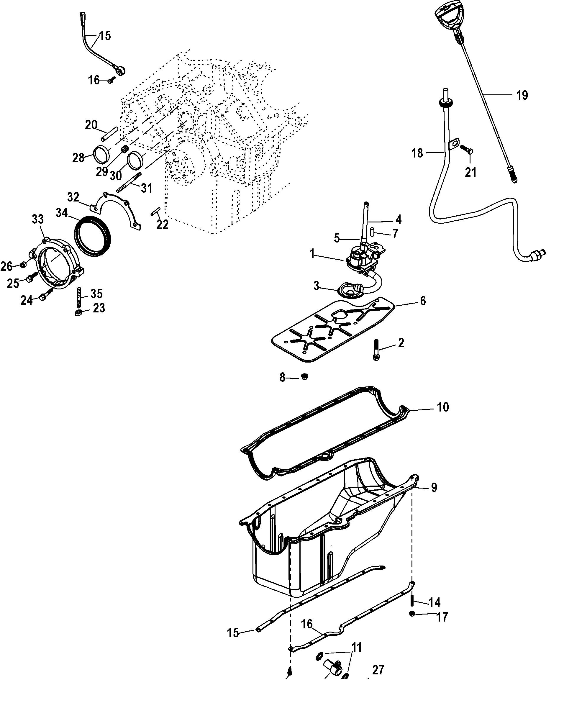 Oil Pan, Oil Pump and Rear Oil Seal