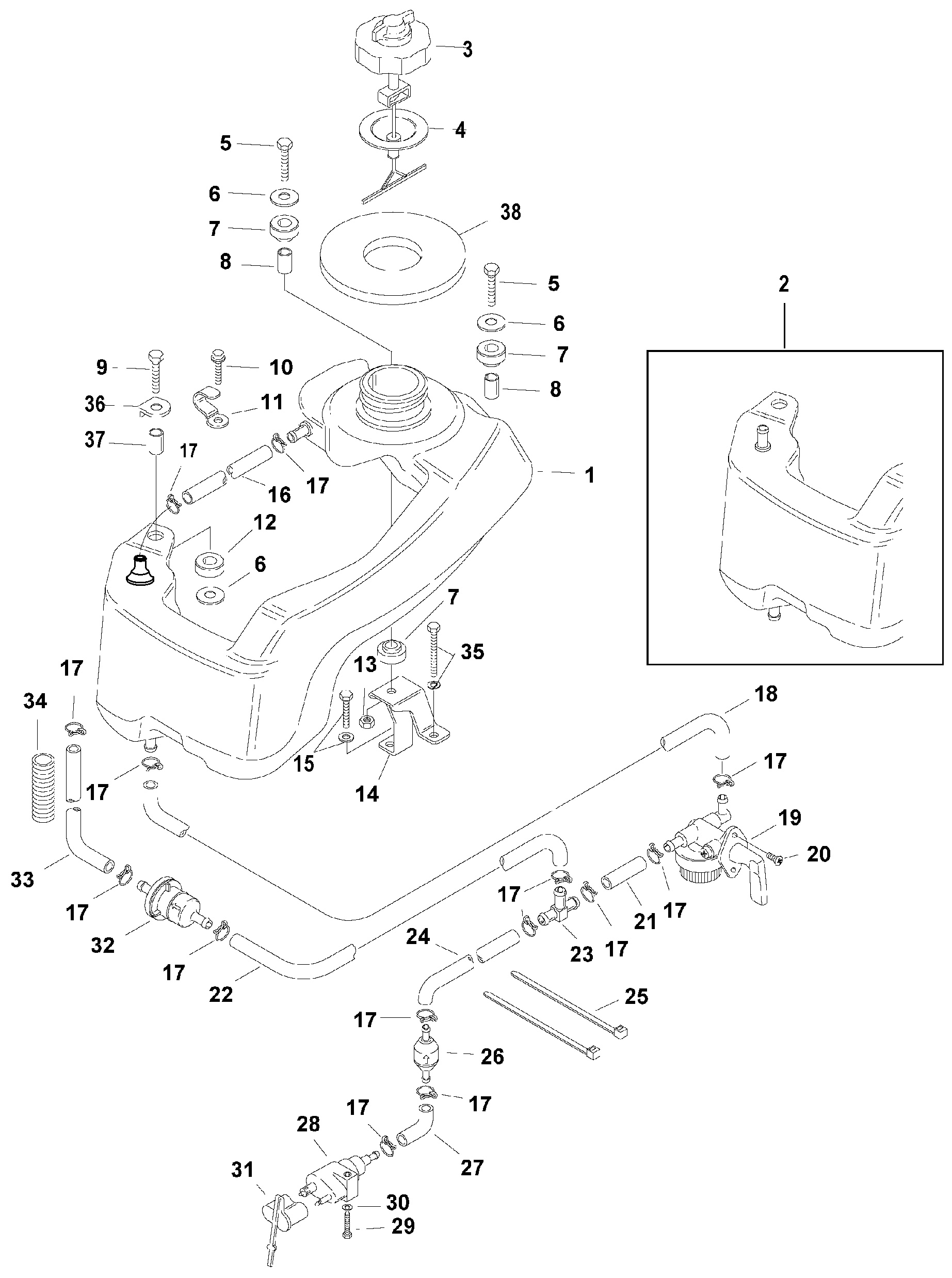 Integral Fuel Tank, 4 Horsepower