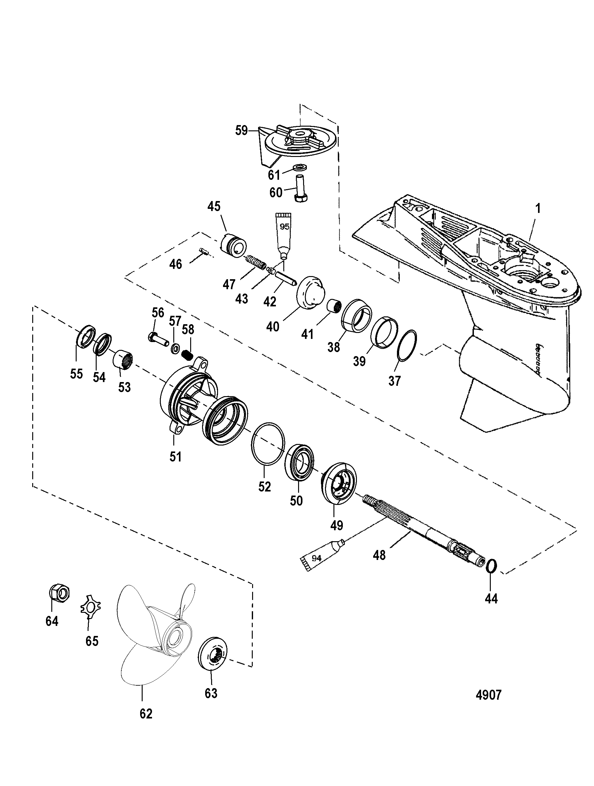 Gear Housing, Propeller Shaft - 1.64 1 Gear Ratio